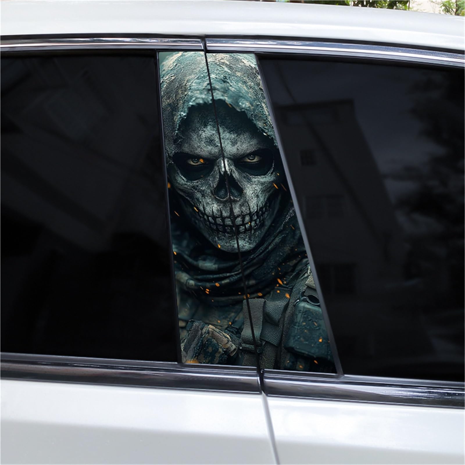 2pcs Skull Car Sticker Car B-Pillar Decal Vinyl Waterproof Decal DIY Modified Car Styling Car Door Pillar Sticker