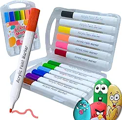 Conjunto de Marcadores de Tinta Acrílica Tringular, Canetinhas Acrílica para Artesanato, Caneta Acrilica Para Pintura em Pedras, Madeira, Tela, Vidro e Cerâmica Para Crianças e Adultos (12 cores)