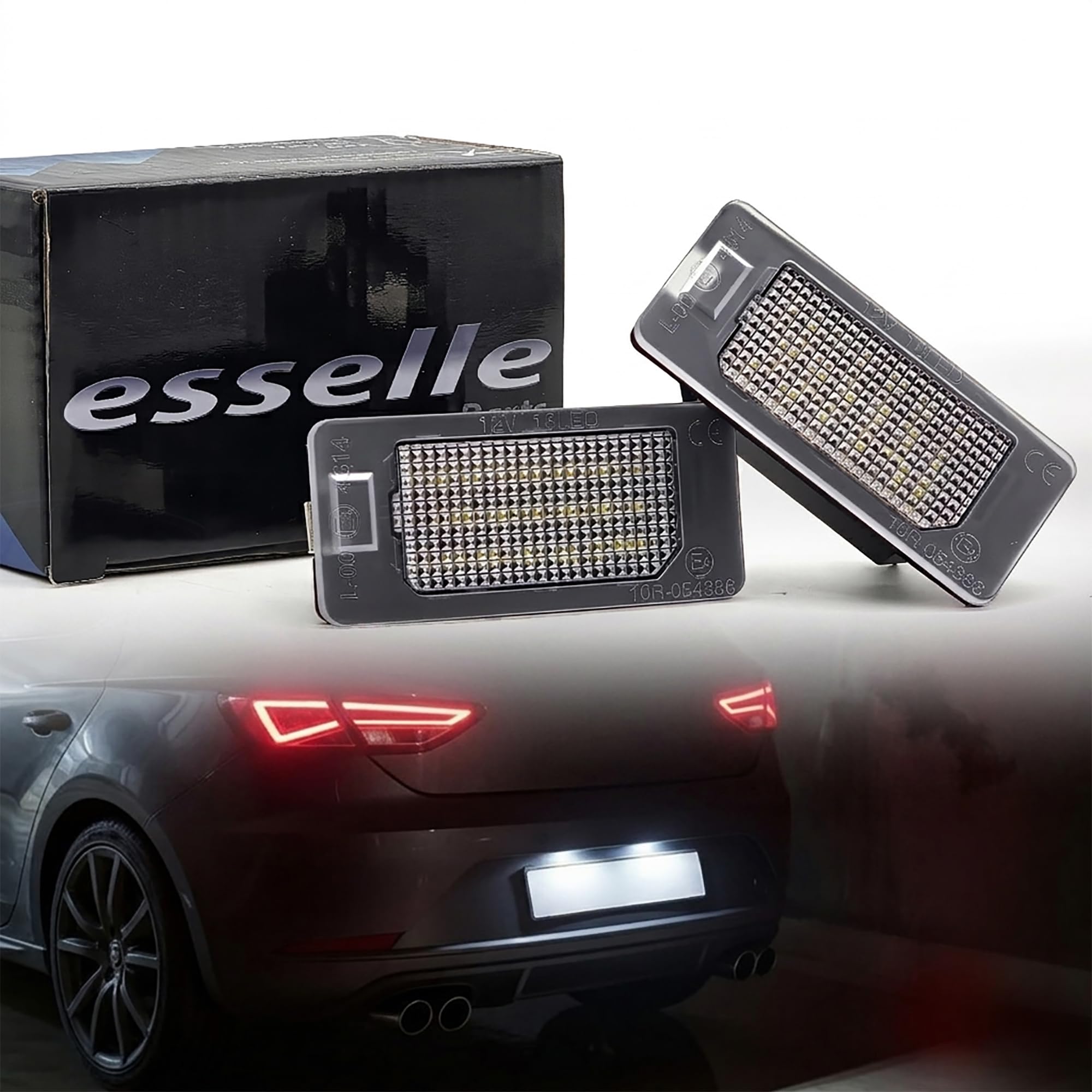 Placchette Luci Targa LED Compatibili con Seat e Cupra Ateca, Formentor, Leon, Arona, Tarraco, Alhambra 7N, Leon 4 KL, Alhambra 7MS 18 SMD CANBUS 6000K Bianco Ghiaccio Plug & Play
