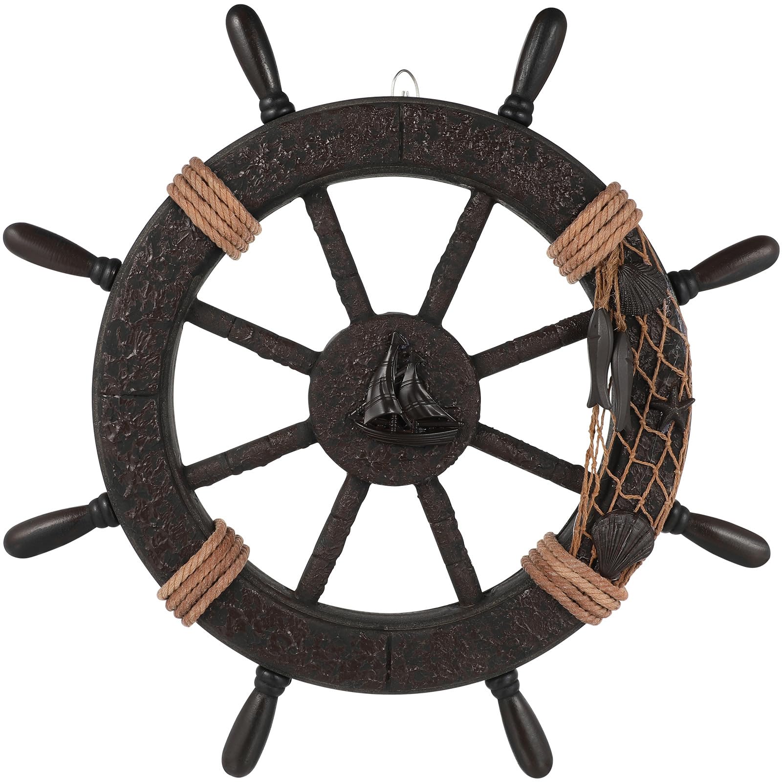SAFIGLE Ruota in legno mediterranea per barche – Decorazione da parete in stile spiaggia