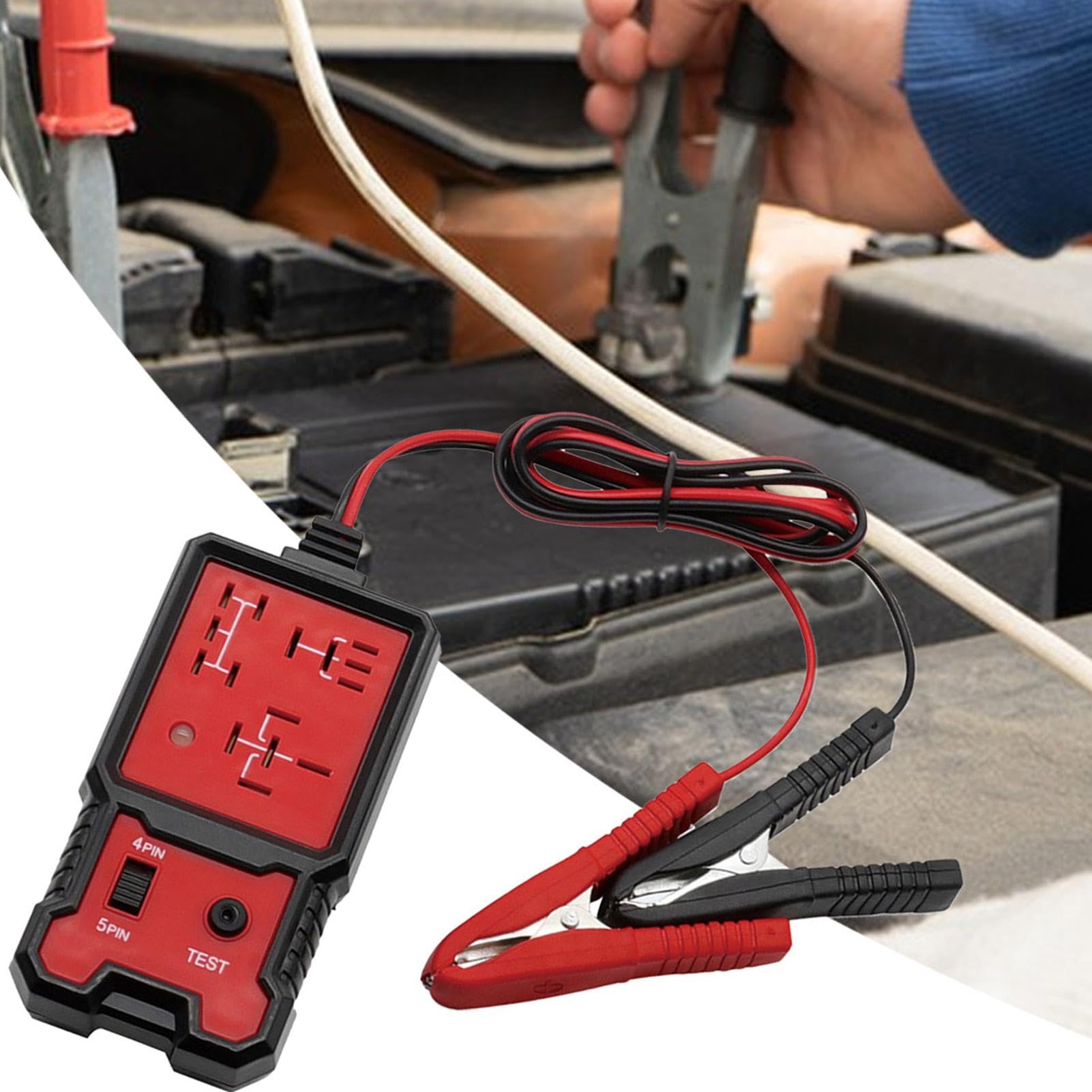 Moukkey Automotive Relay Tester - Precise 12V/24V LED Screen Auto Relay Test Equipment - Auto 4 Pin/ 5pin Relay Testing Equipment, Cars Circuit Test Device With Large Capacity Battery