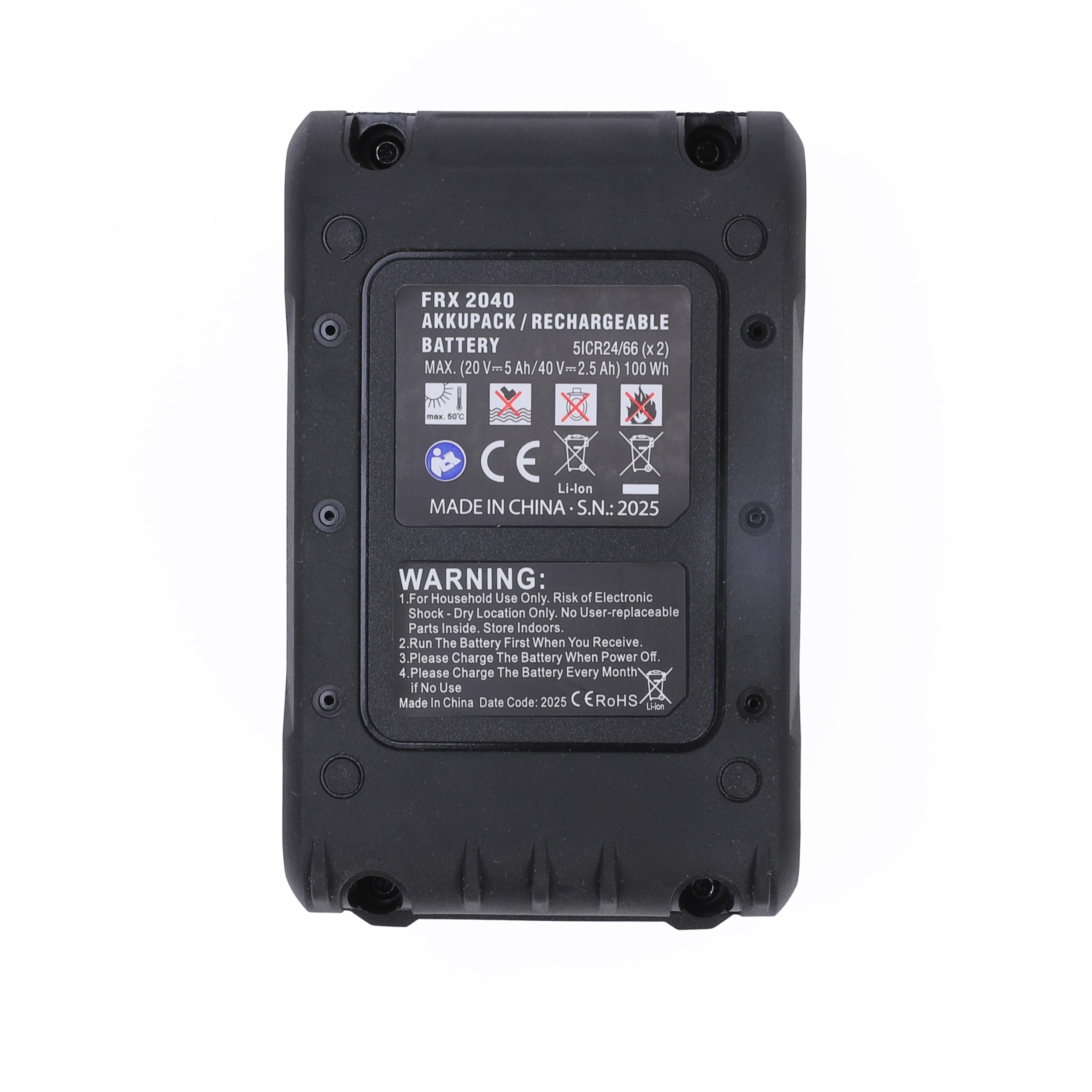 Zwei x 20/40V 5Ah/2.5Ah 90Wh Ersatz Li-Ionen-Batterie Kompatibel mit Ferrex20V40V Elektrogerät