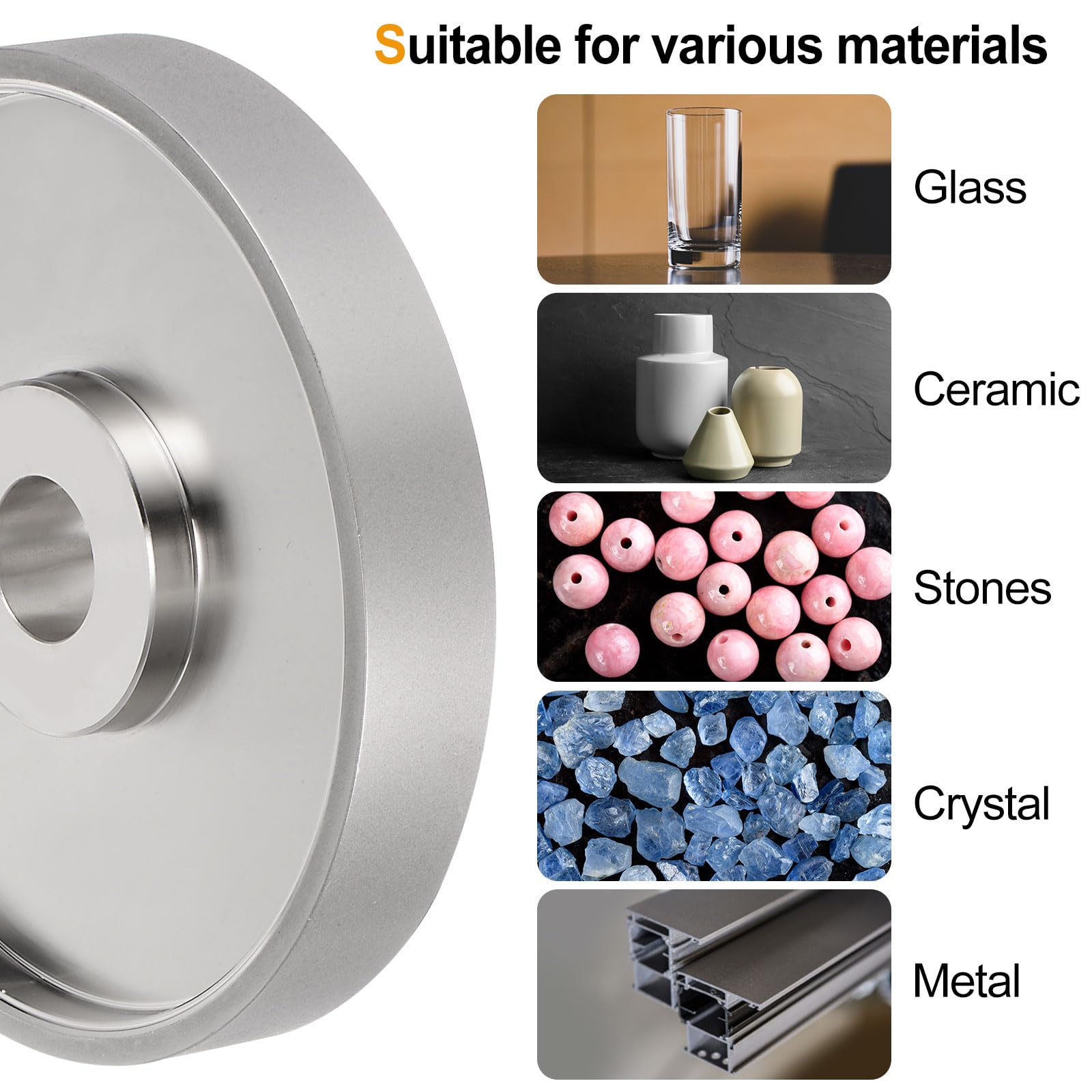 sourcing map Diamant-Schleifscheibe 6 Zoll x 1 Zoll Bohrung 800 Körnung Schleifscheiben für Steine, Marmor, Glas, Keramik, Kristall, Karbid, Stahl