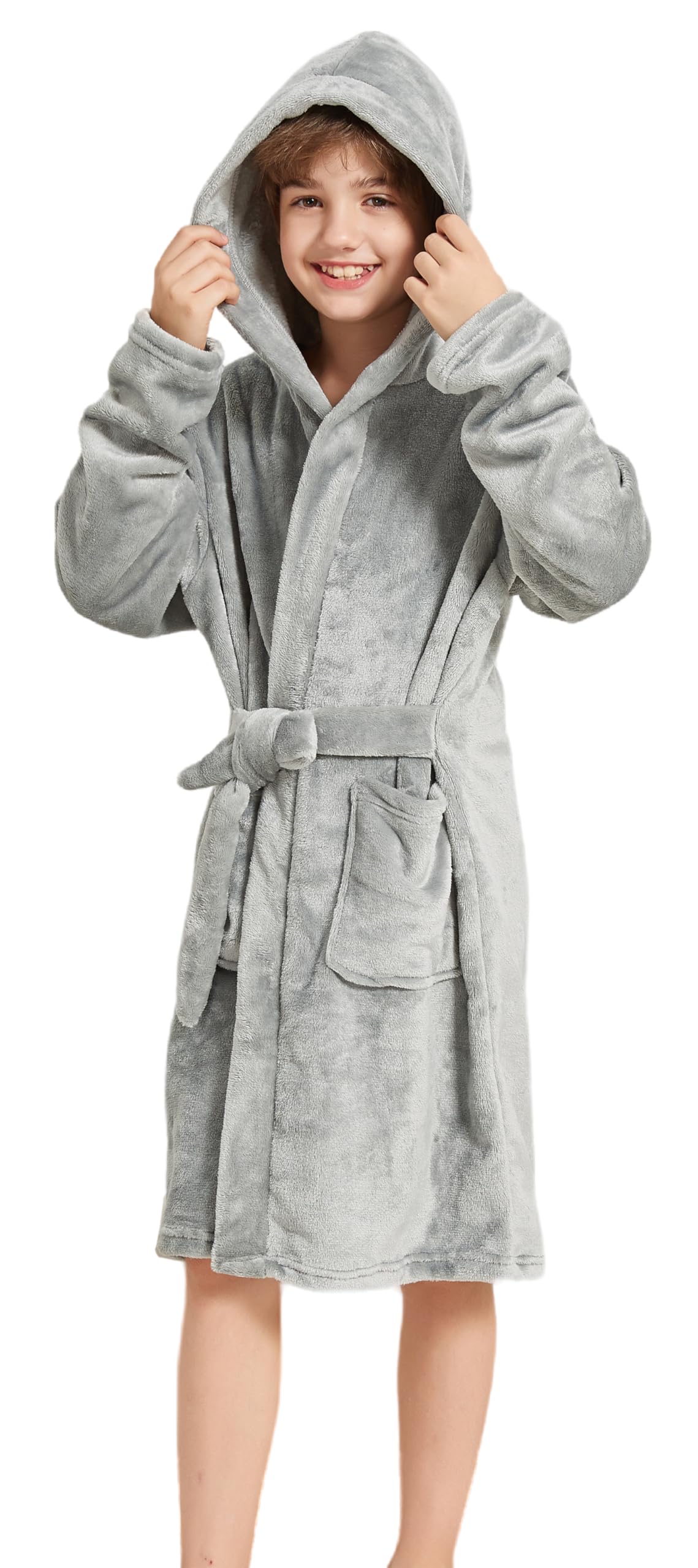 Boys Soft Fleece Robes Plush Hooded Bathrobes Sleepwear for Kids 1-16 Years