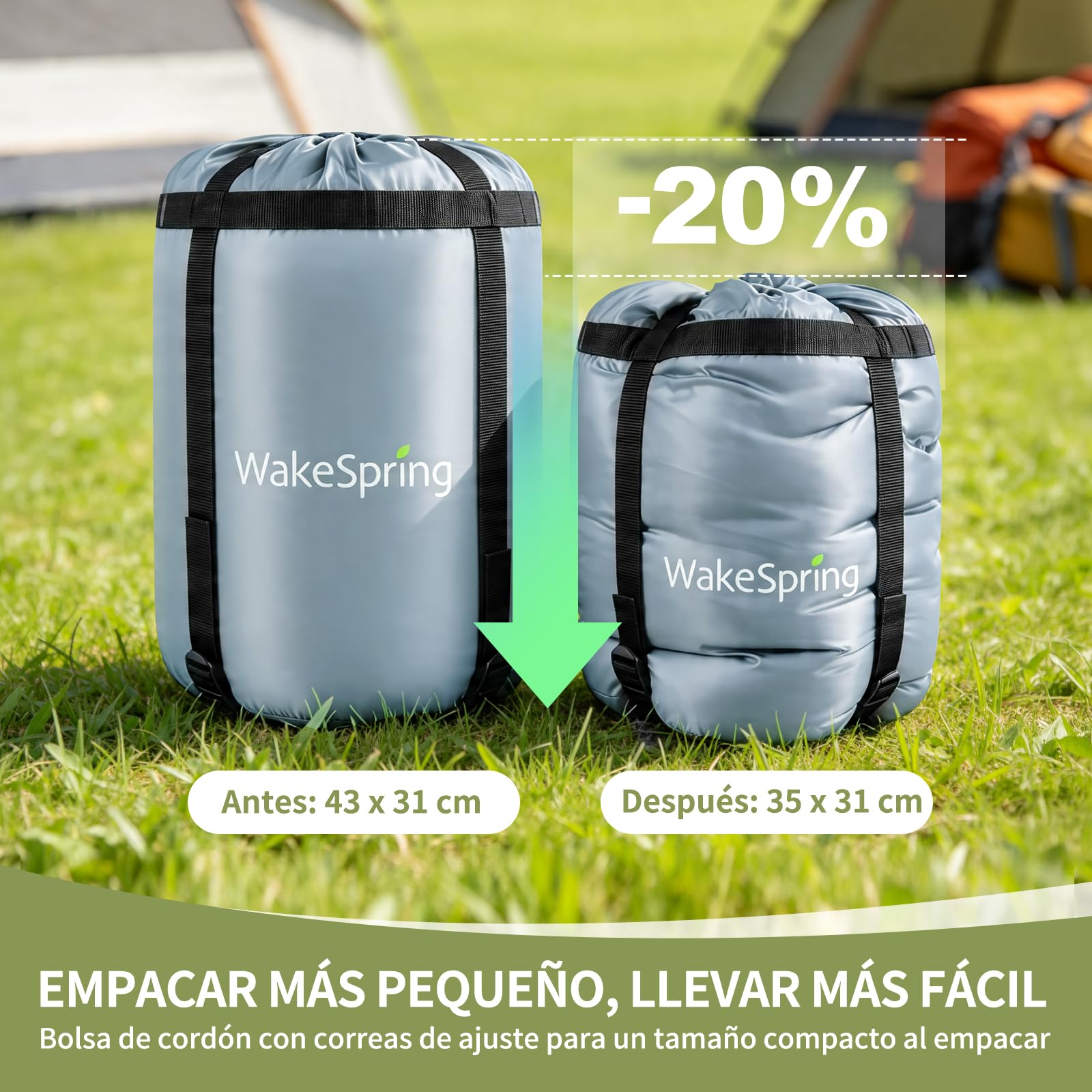 Saco de Dormir Momia, Relleno 450 gsm de Fibra Hueca, Cubierta Repelente al Agua y Cortaviento, Saco de Dormir 3 Estaciones con Capucha Ajustable, para Camping y Clima Frío