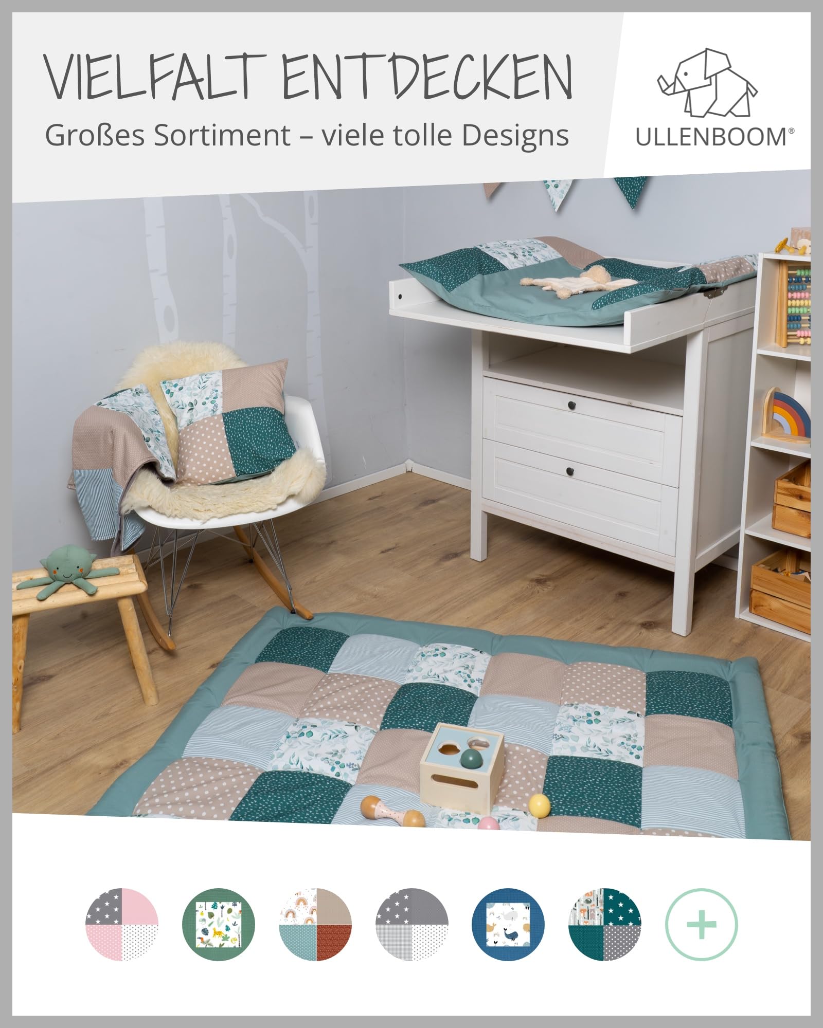 ULLENBOOM Badeponcho Baby, Frottee aus 100% Baumwolle (Oeko-TEX Zertifiziert) und Made in EU - Ideal als Badetuch und Bademantel für Kinder und Babys von 1-3 Jahren, Salbeigrün