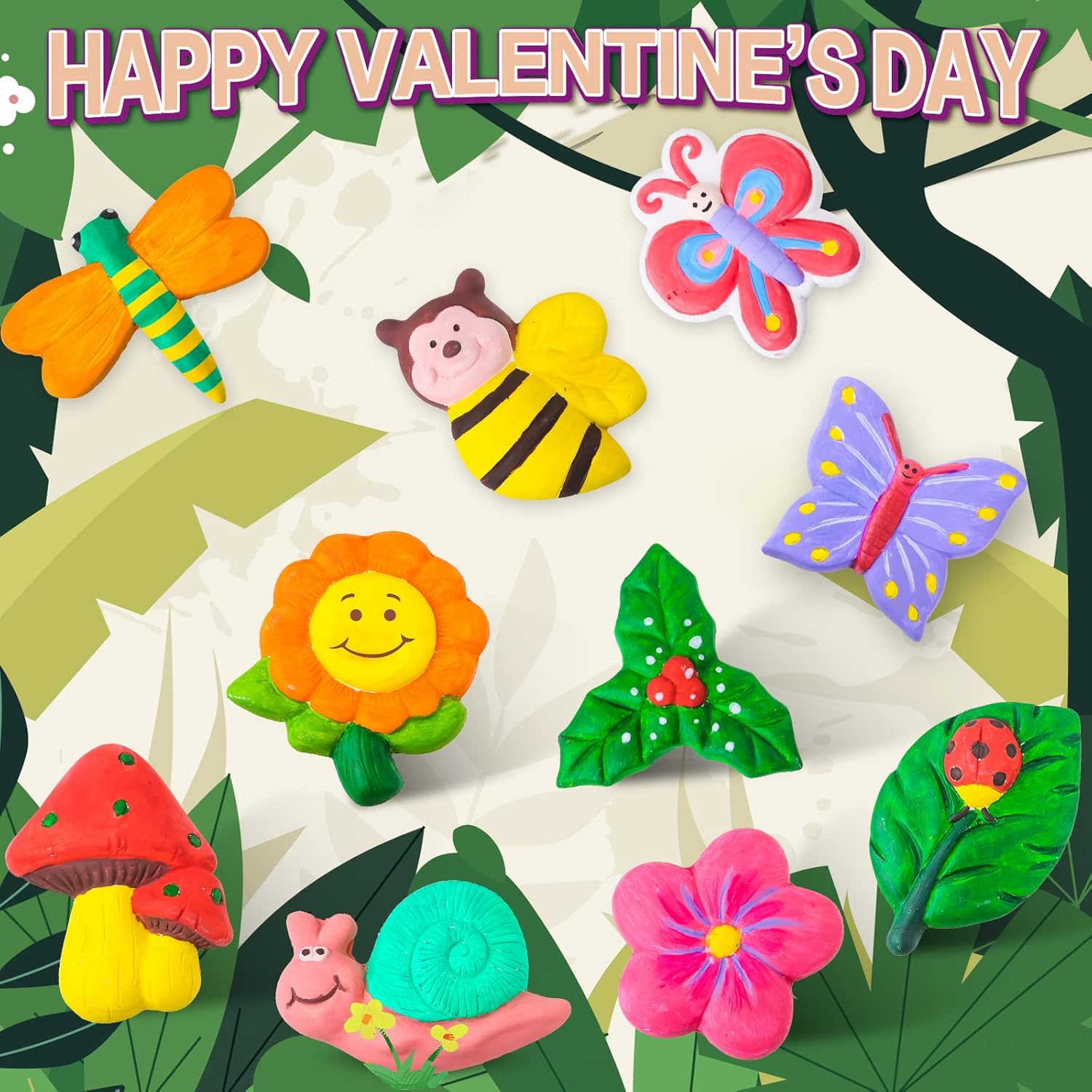 Shemira Valentine's Day Cards for Kids- 24 Pack of Plaster Painting Kit with Valentines Greeting Cards for Kids, Valentine's School Classroom Gifts Exchange, Valentine's Party Favor Supplies