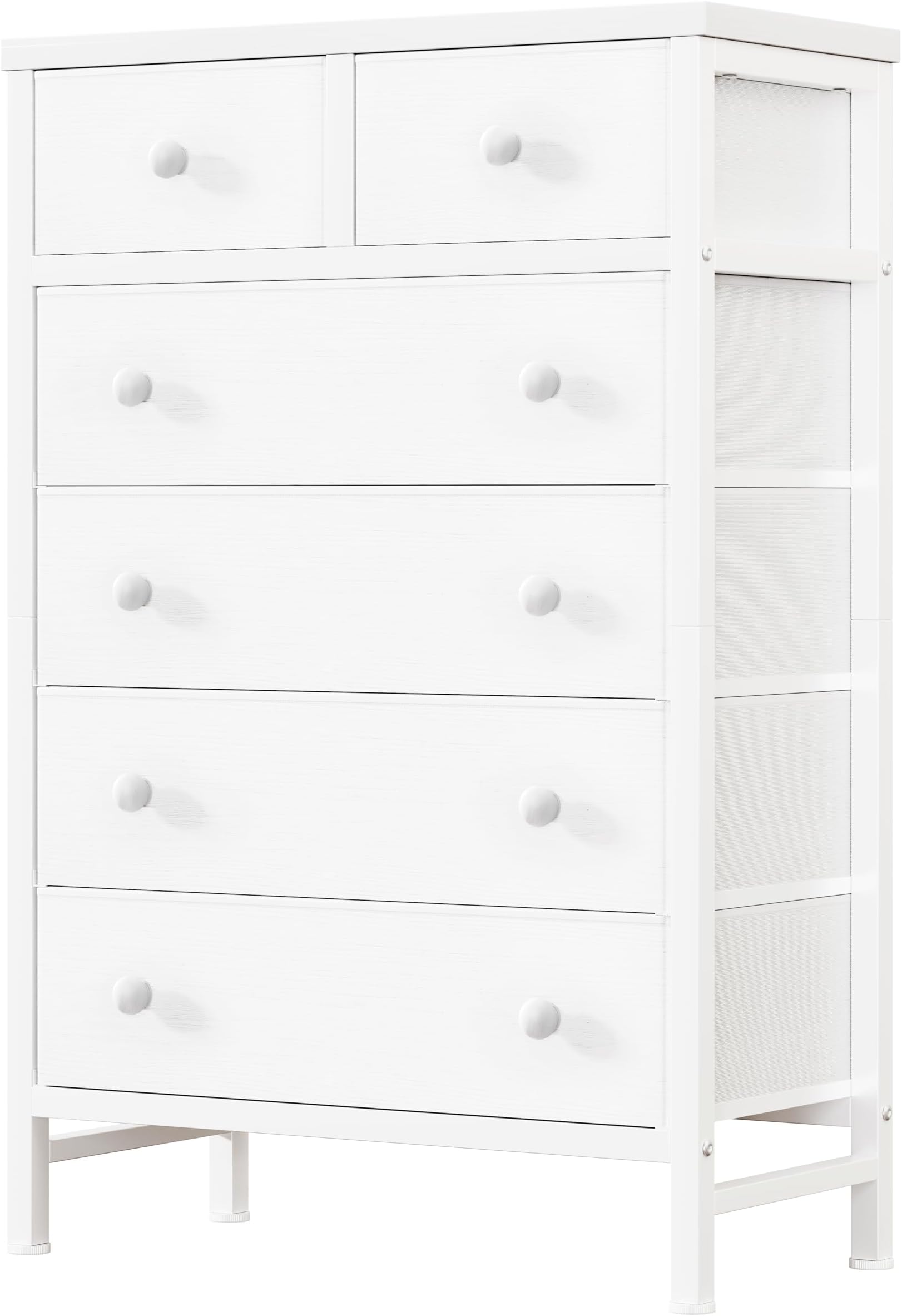 BOLUO White Chest of Drawers for Bedroom Dresser with 6 Drawer Fabric Dressers for Closet Girls Modern