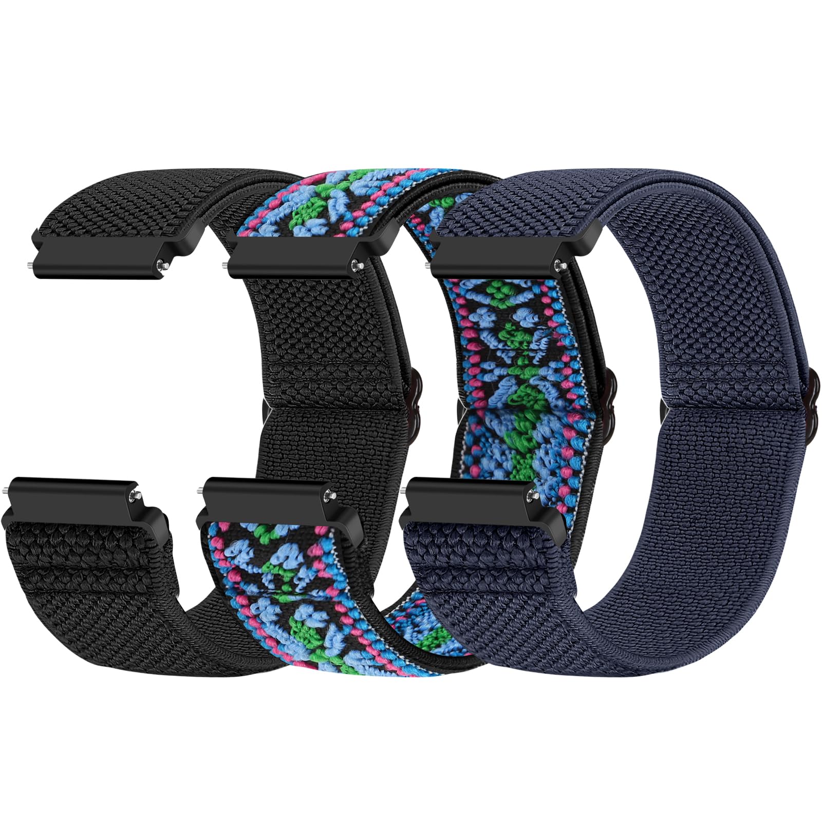 Compatible with 16mm 18mm 19mm 20mm 22mm 24mm Watch Bands Quick Release Replacement Wristband,Adjustable Stretchy Nylon Solo Loop Straps Fabric Braided Sport Elastic Bands for Men Women
