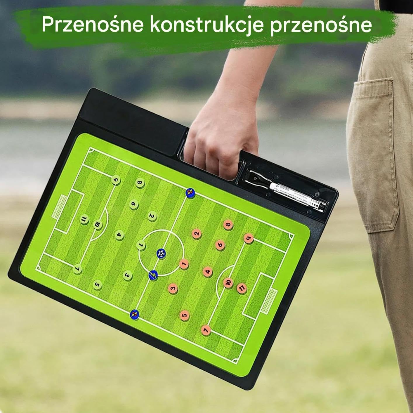 Tablica Do Piłki Nożnej Magnetyczne Akcesoria Treningowe Do Piłki Nożnej | Dwustronna Tablica Strategii Piłkarskiej z Pisakiem Do Ćwiczeń Na Boisku Planowania Taktyki Meczowej Edukacji