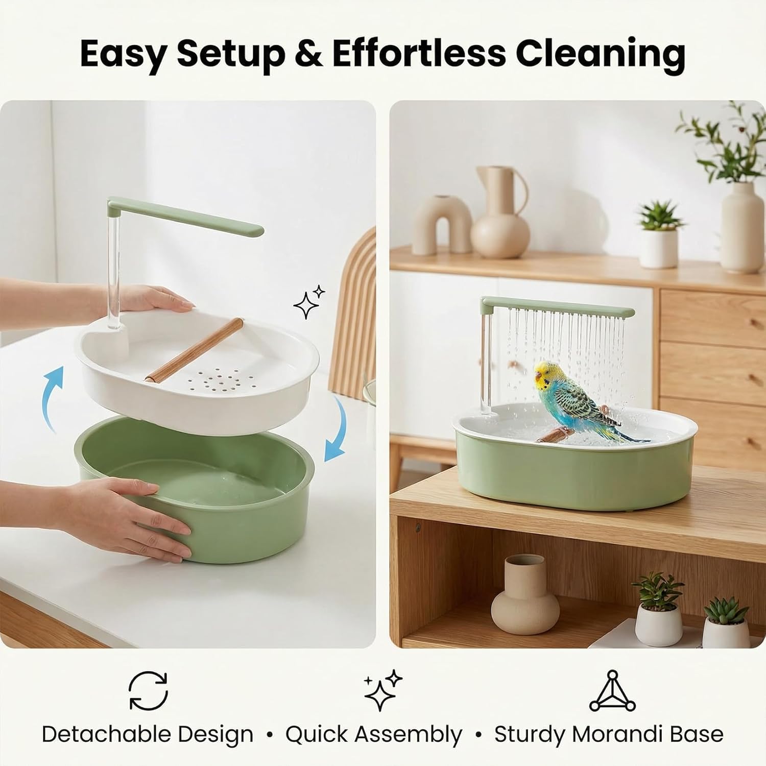 Parrot Bath Automatic Parakeet Birds Bath Bird Shower- USB Powered Automatic Circulating Bird Bathtub with Pump, Fountain Water System Indoor Bathtub for Conure, Cockatiel & Lovebird