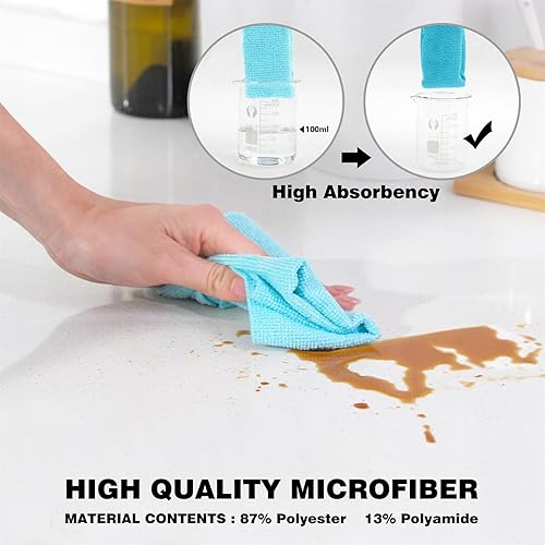 Miniatura 6 de Paquete de 50 toallas de papel reutilizables lavables, 12 x 12 pulgadas, rollo de toalla de microfibra súper absorbente para cocina, automóvil (azul