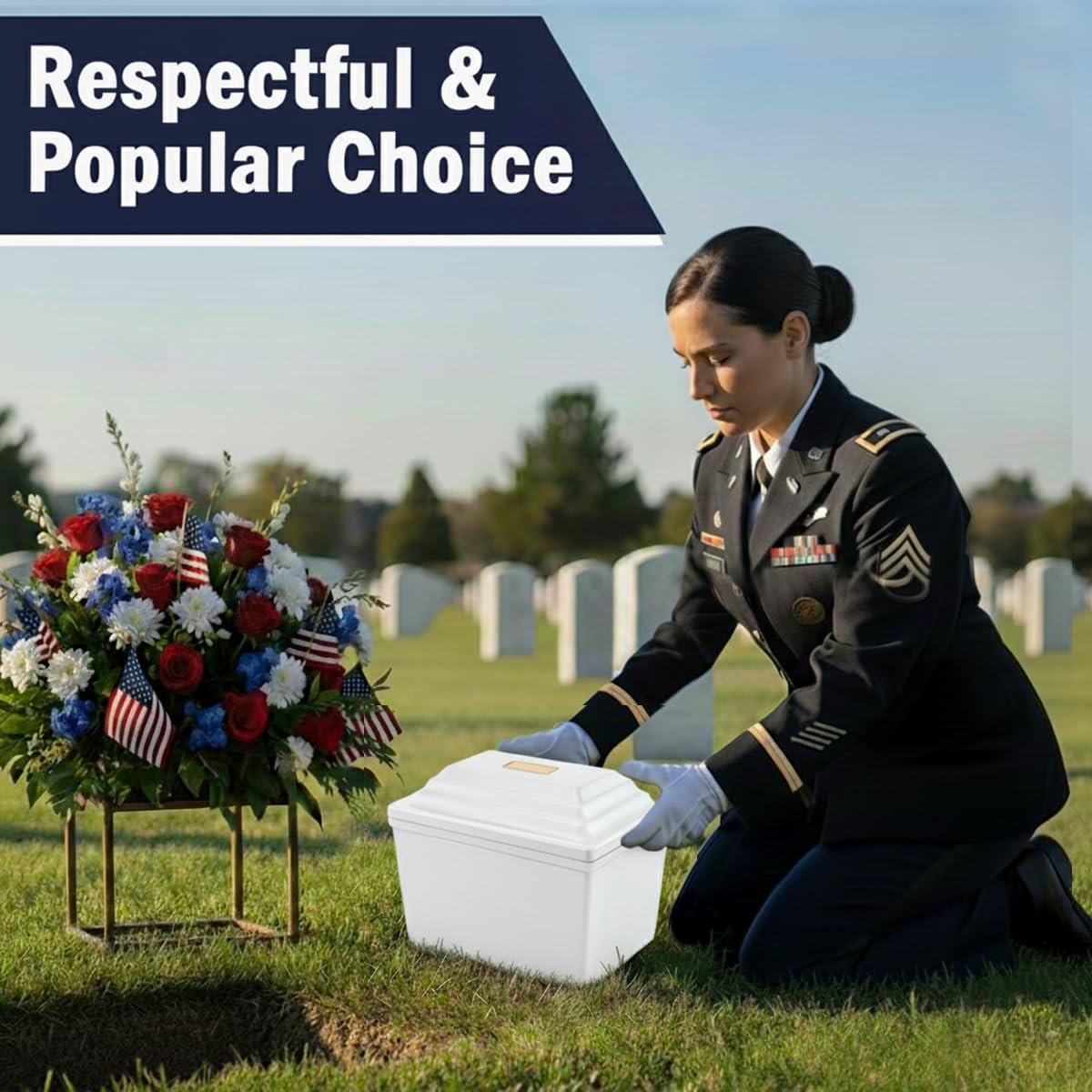 Urn Vault, Single Urn Vault for One, Ground Burial Urn Vault, Holds One Adult Cremation Urn for Human Ashes, Durable Cremation Urn Vault for Cemetery Burial (White)