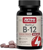 Vista 12 de Jarrow Formulas Vitamina B12 5000 mcg - Máxima fuerza para energía celular y salud cerebral, 90 tabletas masticables de cereza, vitaminas B12 5000