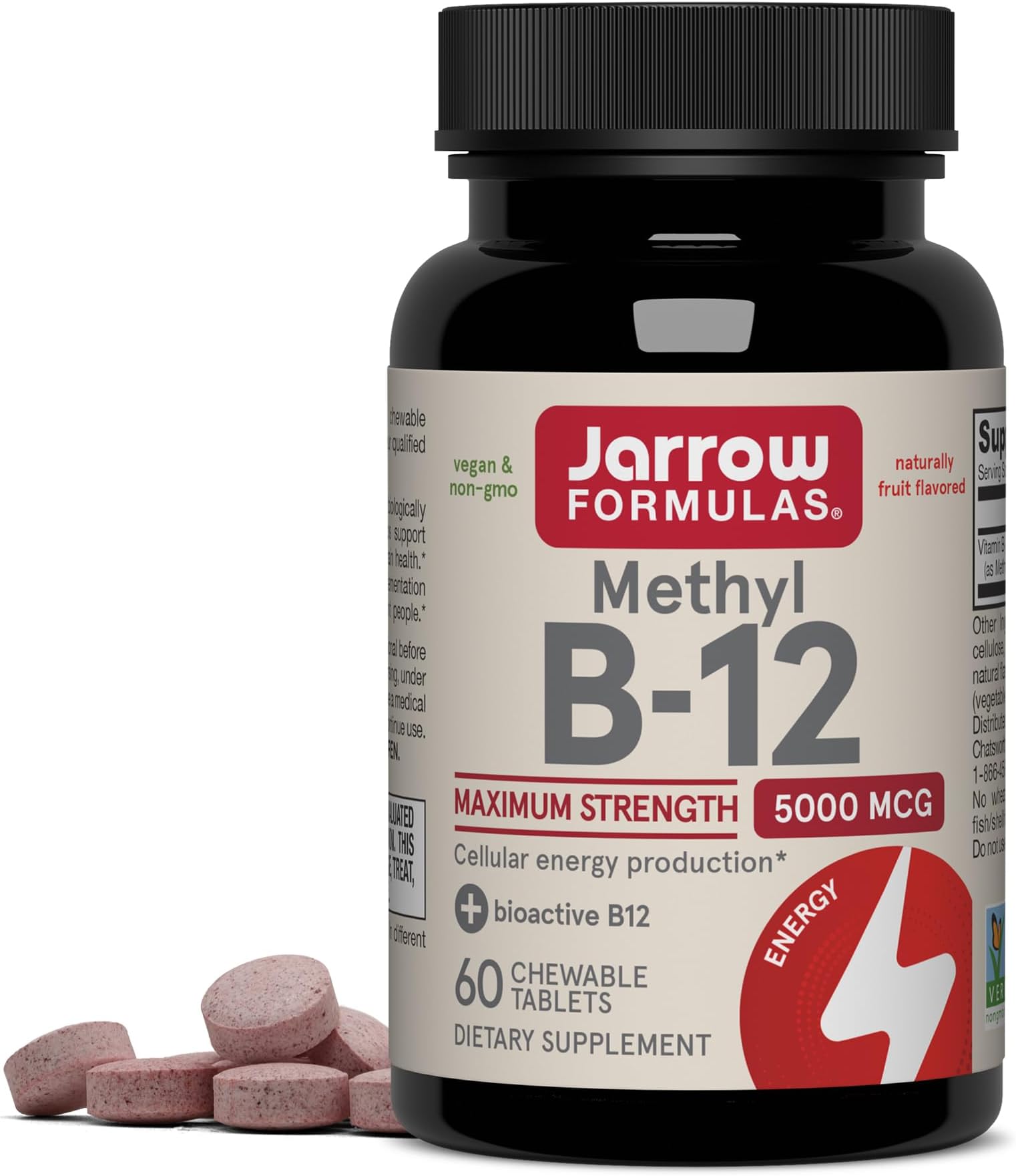 Jarrow Formulas Methylcobalamin (Methyl B12), Supports Brain Cells, 5000 Mcg, 60 Lozenges