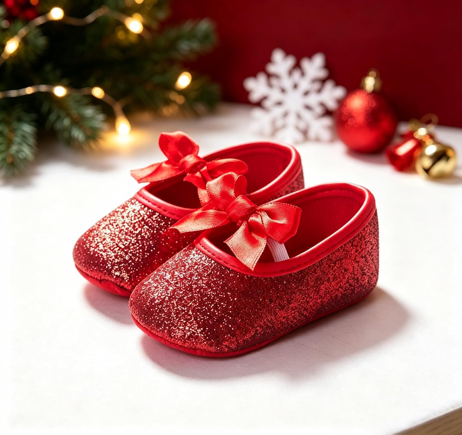 RVROVIC Baby Girl Moccasins Princess Sparkly Mary Jane Dresses Shoes Premium Lightweight Soft Sole Crib Shoes Toddler Shoes