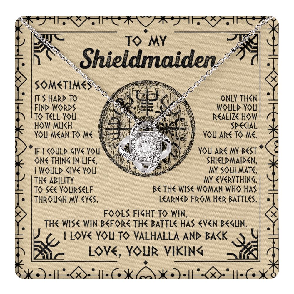 Yametee Personalized To My Shieldmaiden Necklace I Love You to Valhalla and Back Viking Jewelry For Women Birthday Wife Girlfriend Anniversary