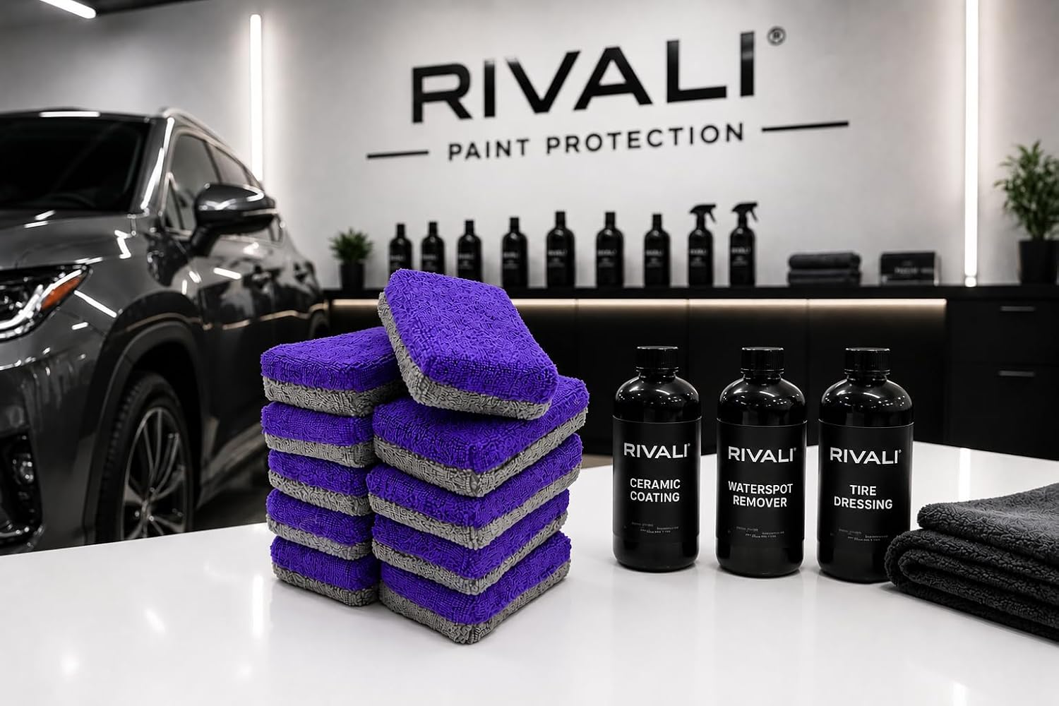 Rivali Car Care Professional Microfiber Applicator Pads (10-Pack) | Soft Foam Applicators, For Ceramic Coatings, Wax, Sealants, Tire Shine, Trim & Interior Detailing