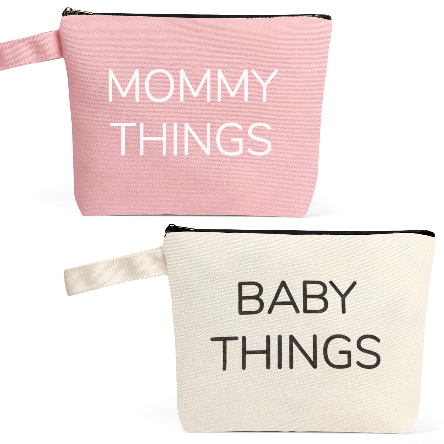 New Mom Gifts, 2PCS Mommy and Baby Canvas Pouch Set, Baby Shower Gifts for Mom To Be, Gift For Expecting Mother Keepsake Bag, New Mothers and Baby Essentials Stuff, Neutral Makeup Bag Gift Set