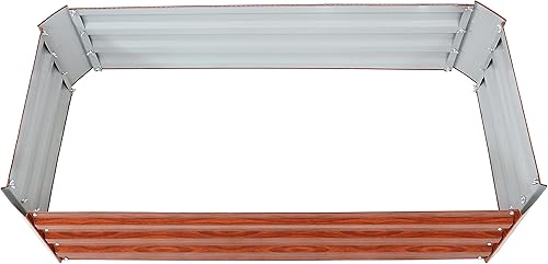 Miniatura 261 de Sunnydaze Cama de jardín de metal elevada de 11.75 pulgadas de alto, cama de jardín elevada galvanizada para exteriores para verduras y flores