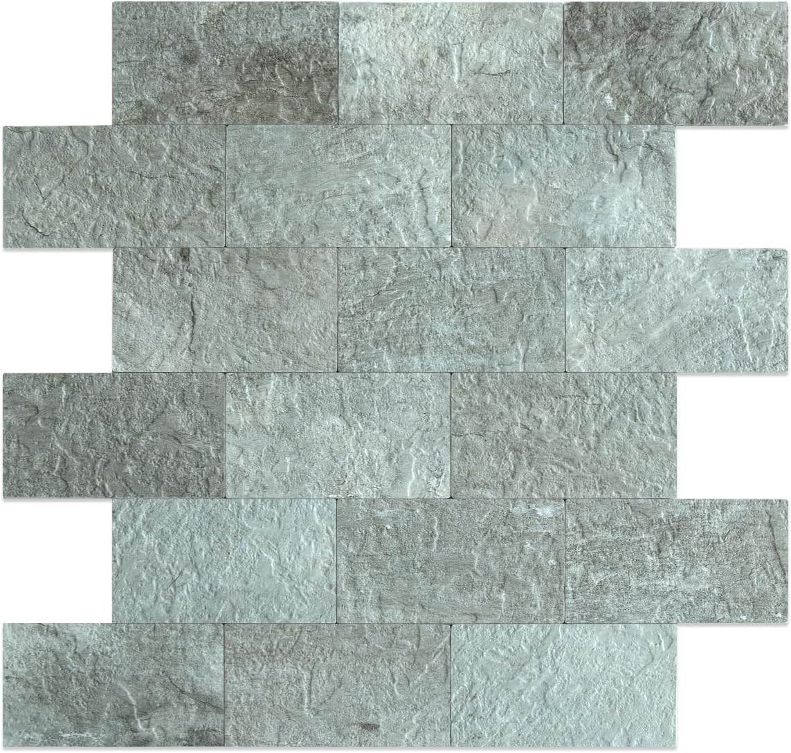 DICOFUN Metal Peel and Stick Backsplash Wall Tiles, 12"x12" Brush Aluminum Subway Tile for Kitchen Backsplash, 10 Sheets