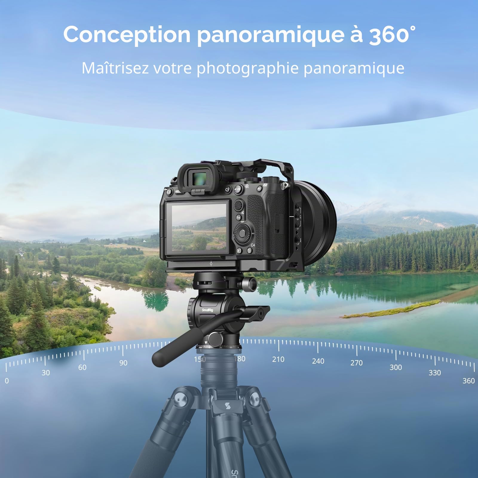 SMALLRIG Tête Vidéo CH3, Tête Fluide pour Trépied, avec Plaque à Dégagement Rapide pour Arca Swiss, Support Pivotant à 360° et Inclinaison à 90°/-70°, Charge Maximale 3 kg/6,6 LB pour Caméra - 4936
