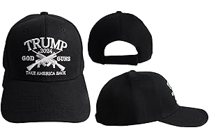 Trump 2024 God Guns Take America Back Black Adjustable Embroidered Cap Hat