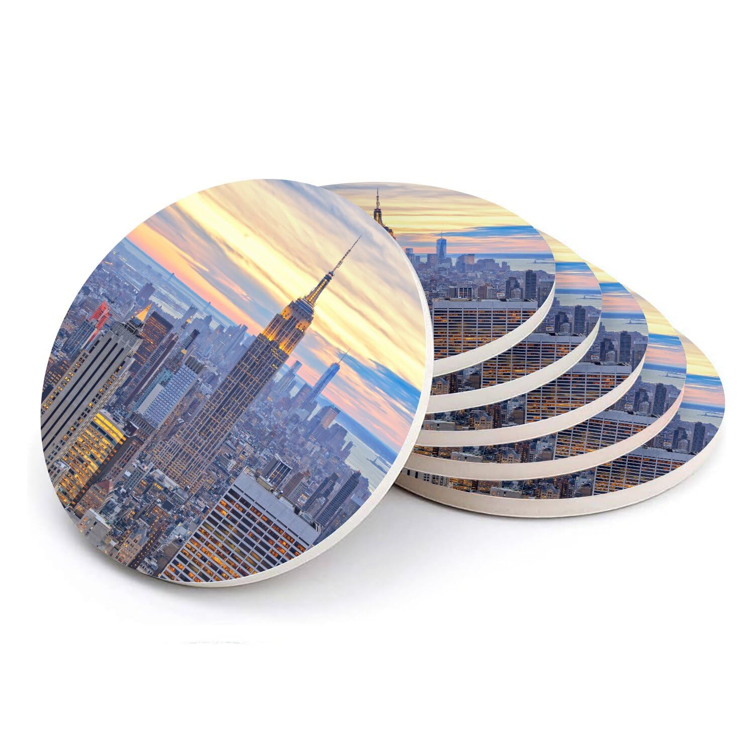 Sous-verre ronds en céramique New York dessous de verre ville USA lot de 6 108x108mm