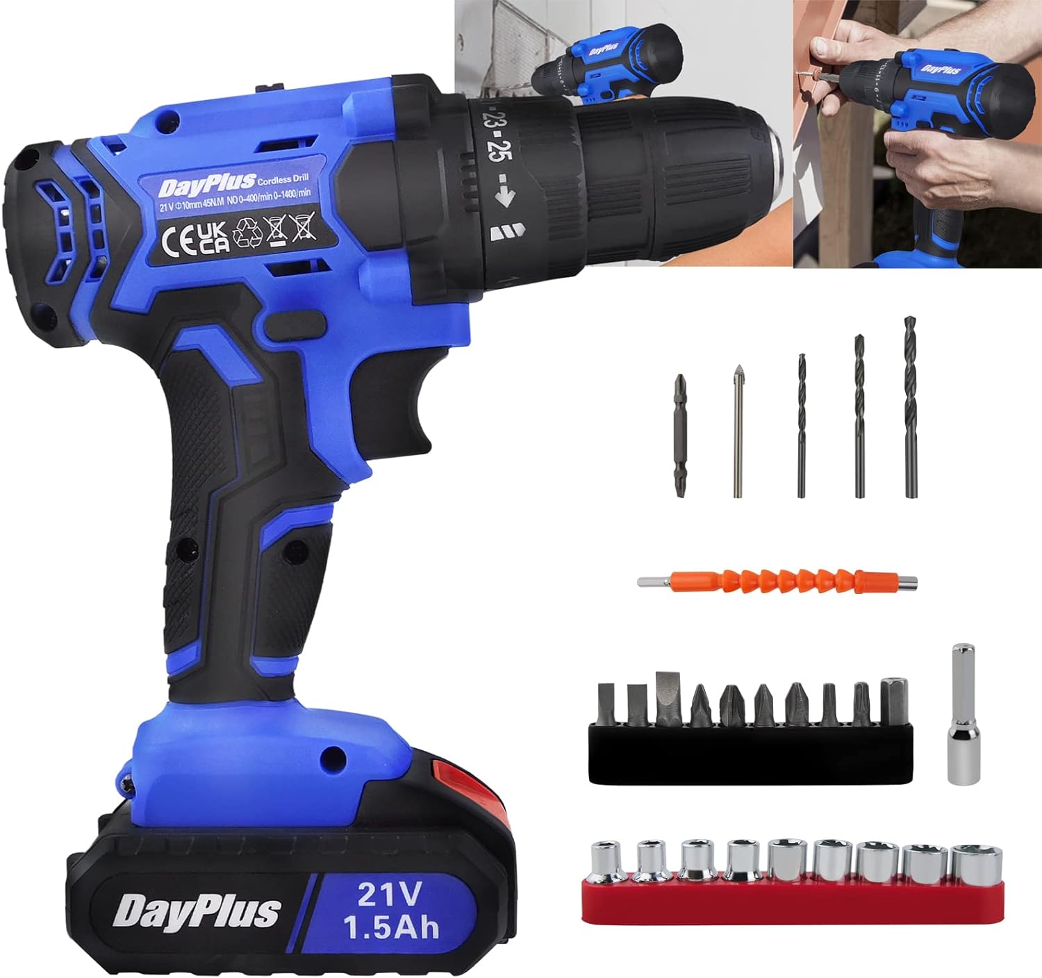 Taladro Inalámbrico BRIEFNESS 21V con 2 Baterías y 26 Accesorios