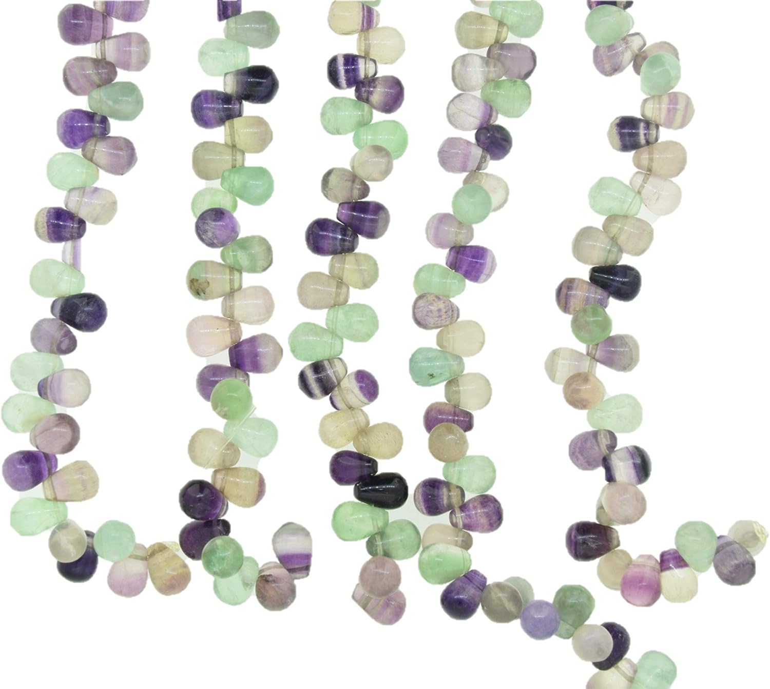 Natural Fluorite Plain Teardrop Shape Gemstone Beads for Jewelry Making, Jewelry Supplies, Fluorite Beads 7x10 mm Size, 1 Strand Each of 16" Length