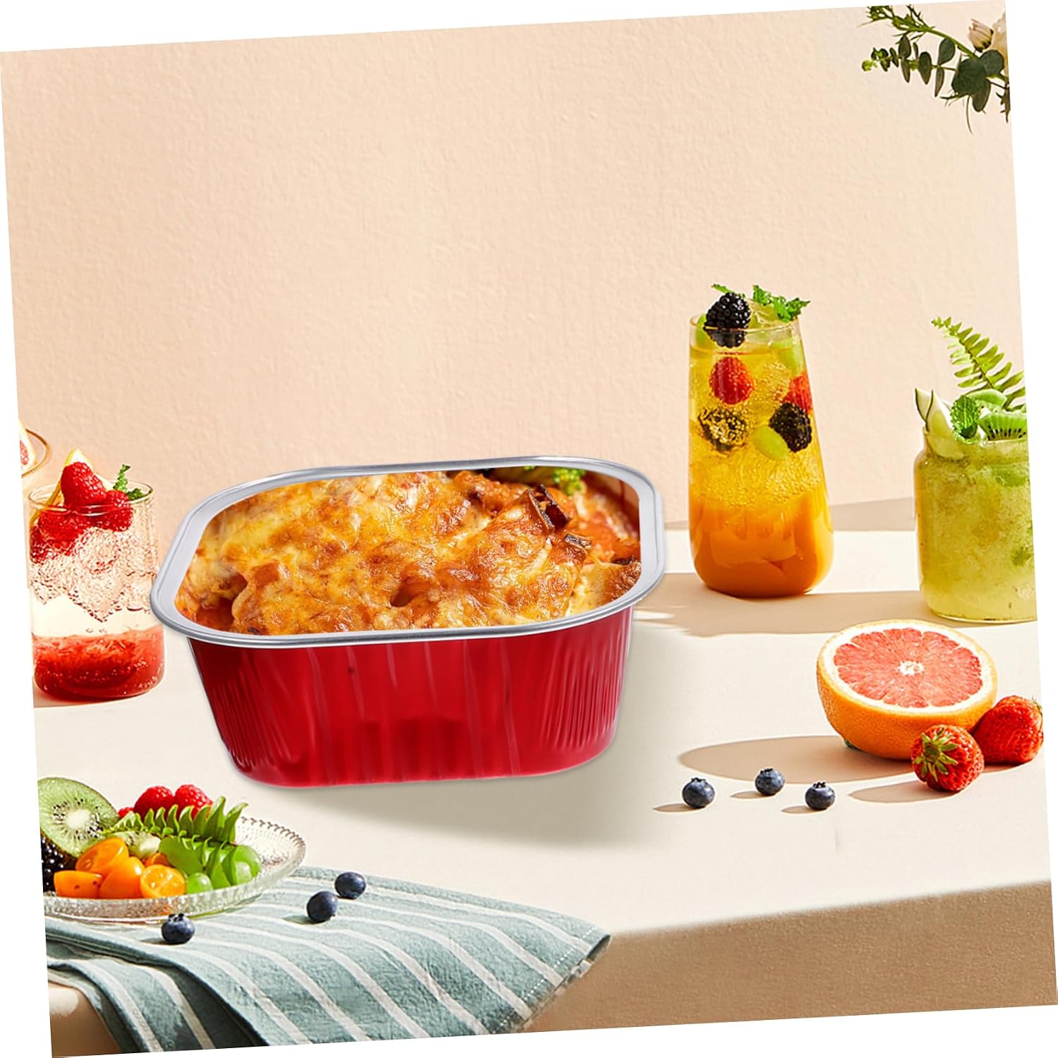 40sets Aluminum Foil Cake Boxes Thickened Food Baking Moulds for Tiramisu and Desserts High Cover Practical Baking Supplies for Bbq Weddings and Picnics
