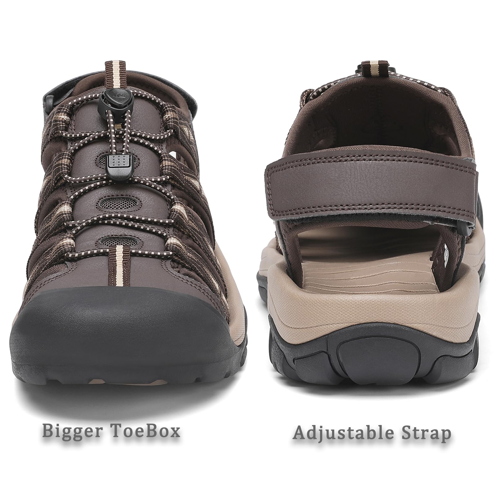 FLARUT Sandali Uomo Estivi all'aperto da Trekking Sportivi Punta Chiusa Scarpe Spiaggia Corsa Casual(Caffè Beige,46)