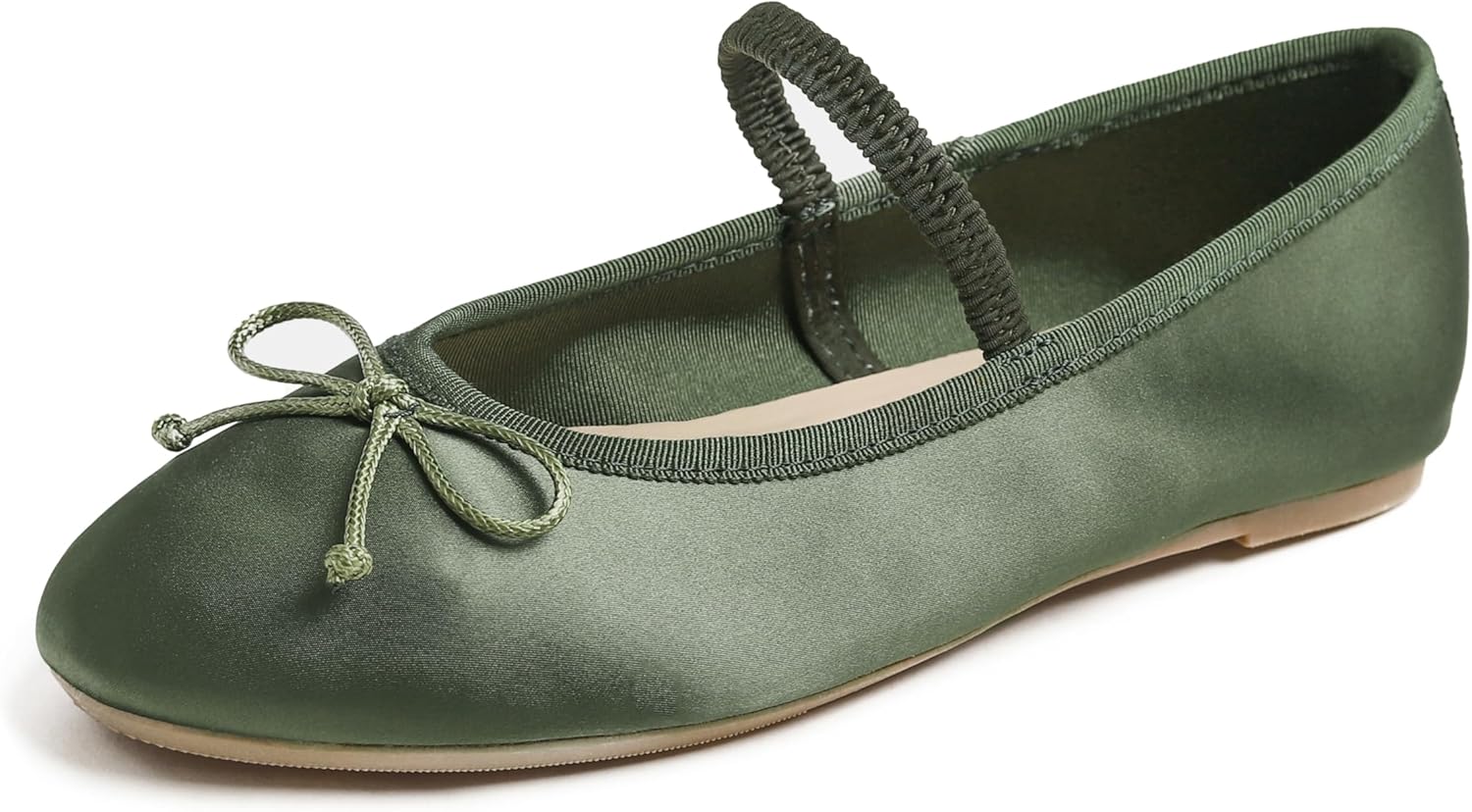 Maryjane Silky Khaki Green Elastic