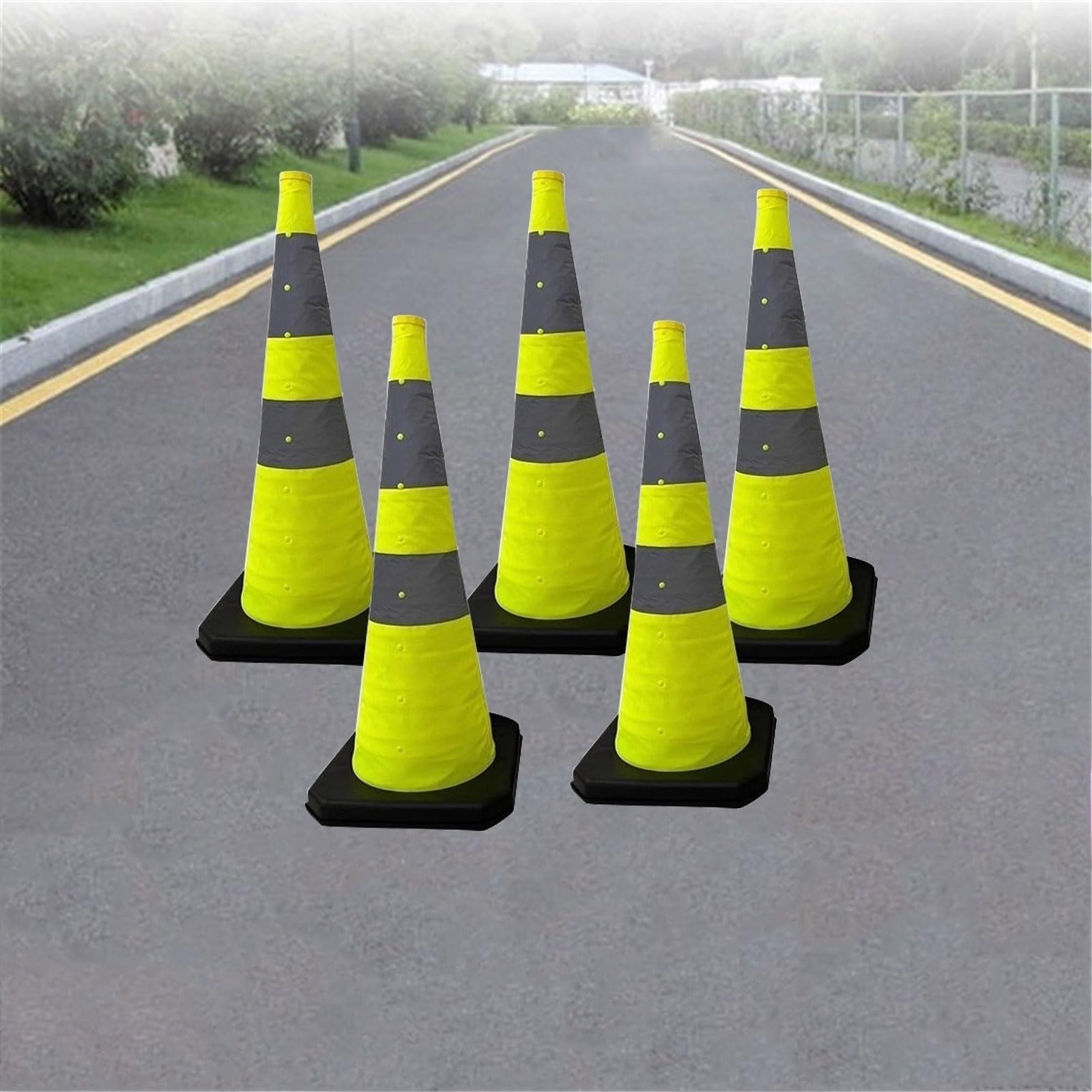 Conos de tráfico Conos reflectantes de tráfico extensibles (5 unidades) con luz superior for prácticas de conducción en zonas de construcción. Carretera