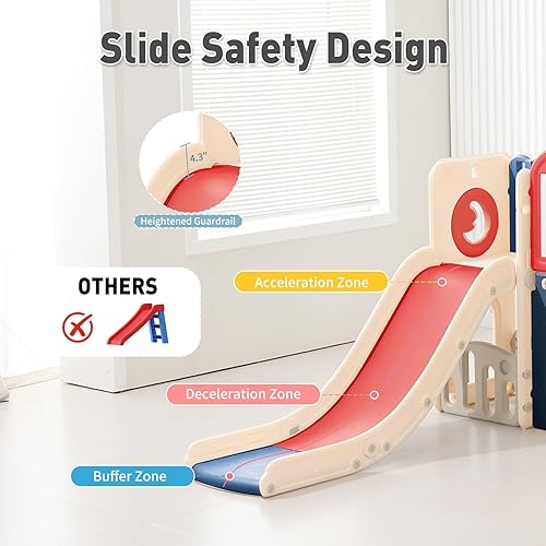 Miniatura 4 de Juego 11 en 1 para niños pequeños con parque de juegos de diapositivas para niños pequeños de 1 a 3 años, juego de telescopio y tobogán, escalador,