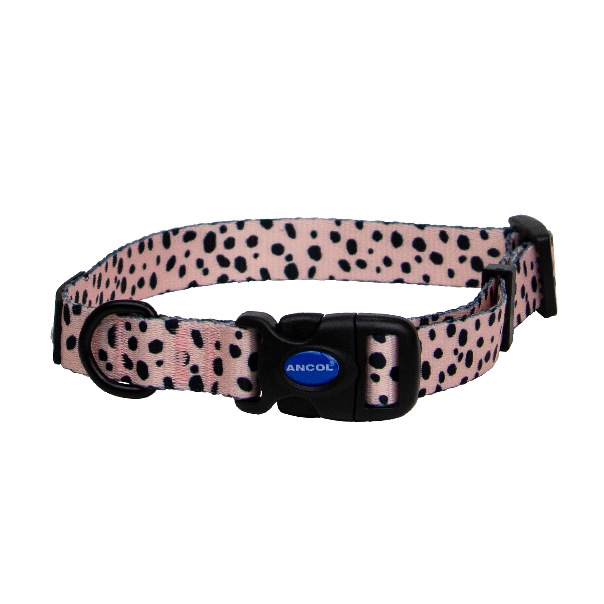 Ancol Soho Dog Collar in Dalmatian Pattern - 100% Recycled Fabric Comfortable Pet Accessory - Sturdy Adjustable Buckle Puppy Neckband - Small