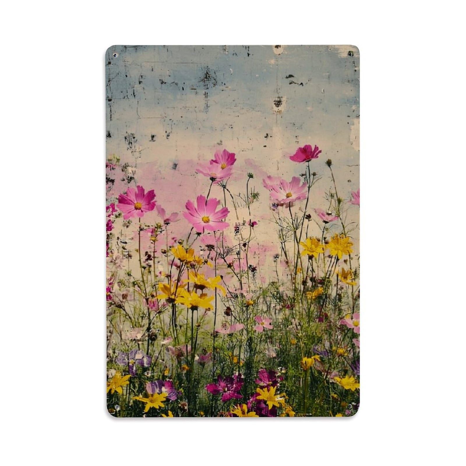 Nestemfo Vintage Wildflower Meadow Wall Art Tin Sign Metal Sign, Living Room,Bar, Home, Bedroom Wall Decor,Retro Metal Poster 8X12 Inches