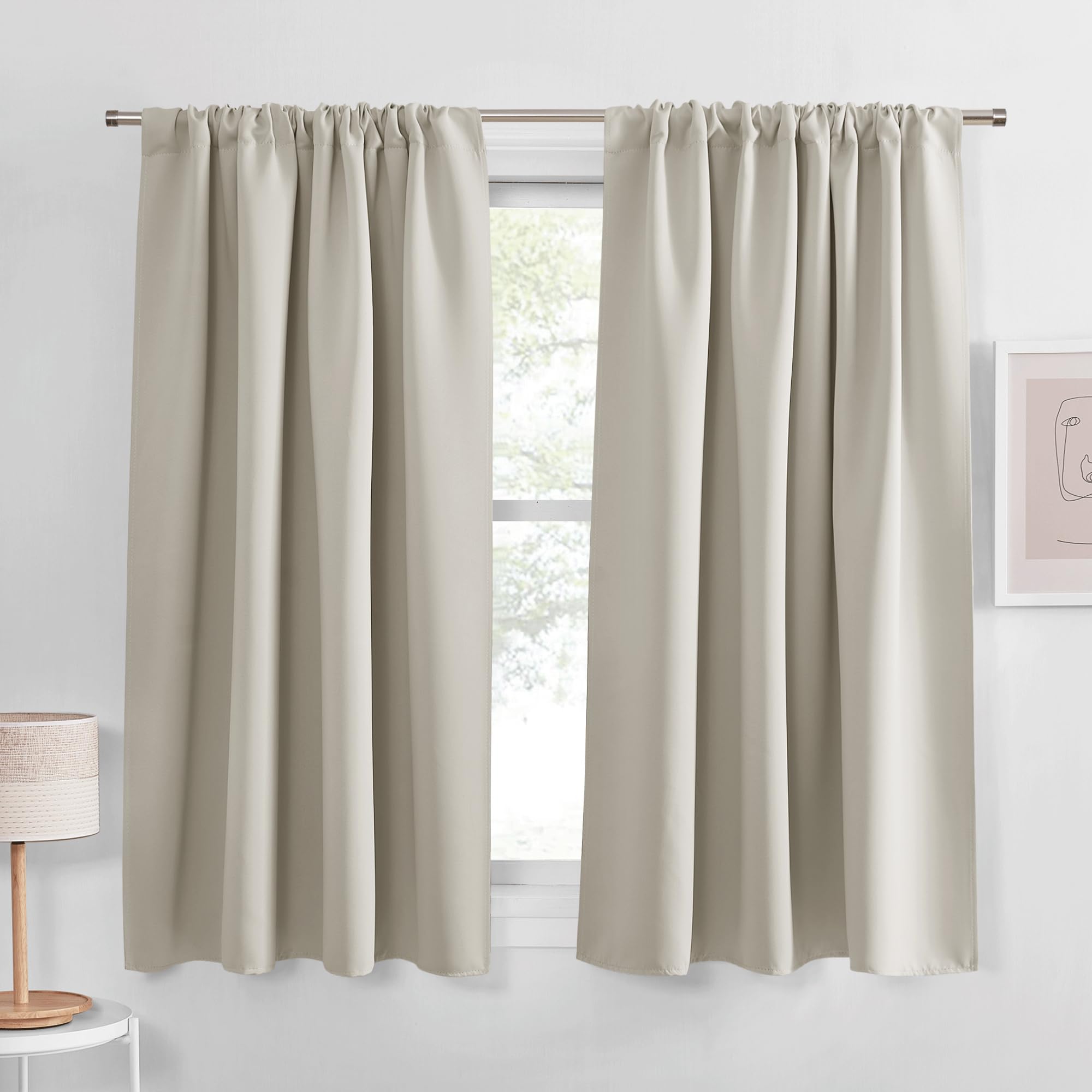 Photo 1 of PONY DANCE Blackout Curtains (Set of 2, Cream, 42" x 54")