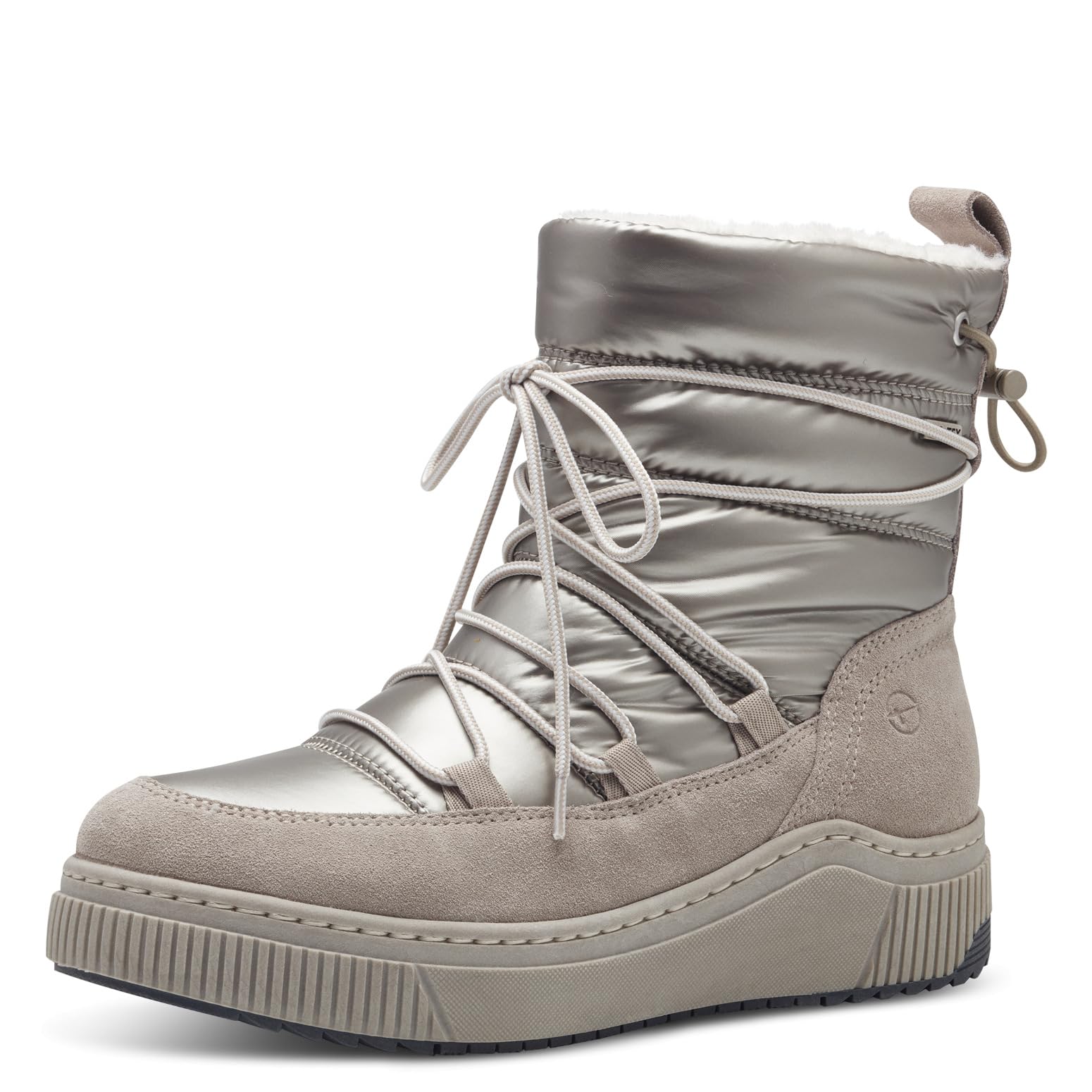 Tamaris Comfort Women’s Winter Lace-Up Ankle Boots Lined Water-Repellent, Lt Grey/Silver, 3,5 UK