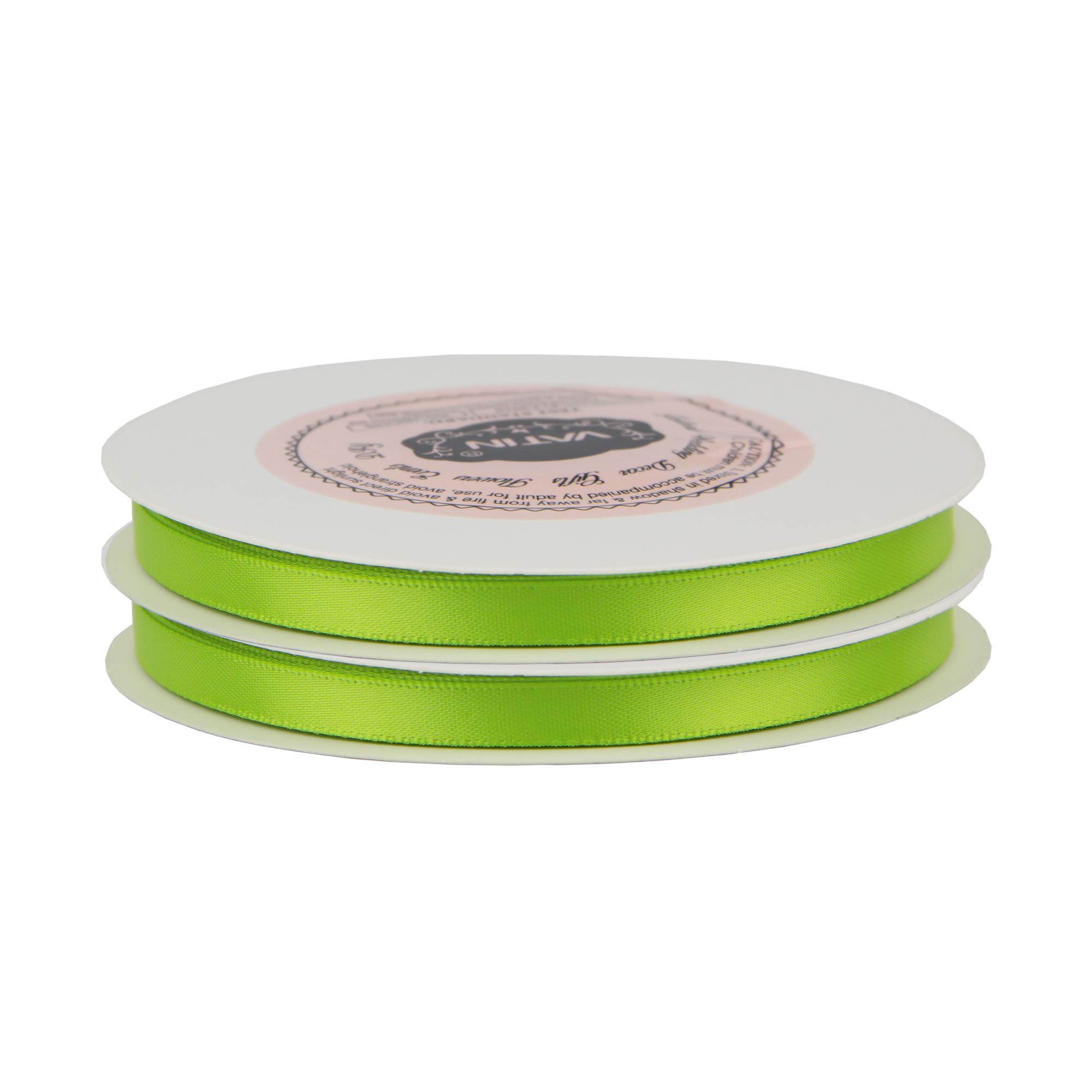 VATIN 6mm Double Faced Apple Green Polyester Satin Ribbon - Image 3