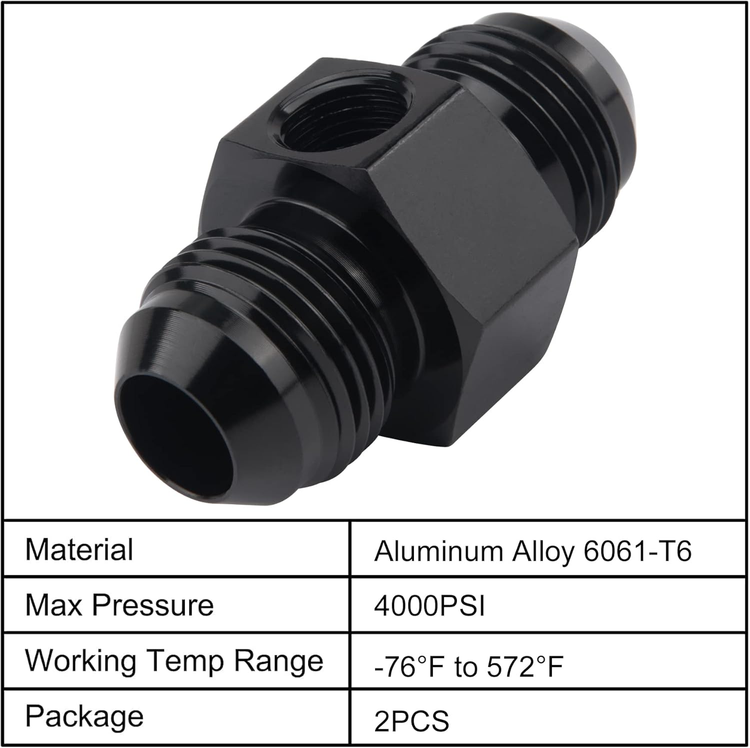 EVIL ENERGY 8AN Male to 8AN Male Union with 1/8 NPT Port Fitting 2PCS Bundle with Adjustable 3AN-16AN Wrench Aluminum Red