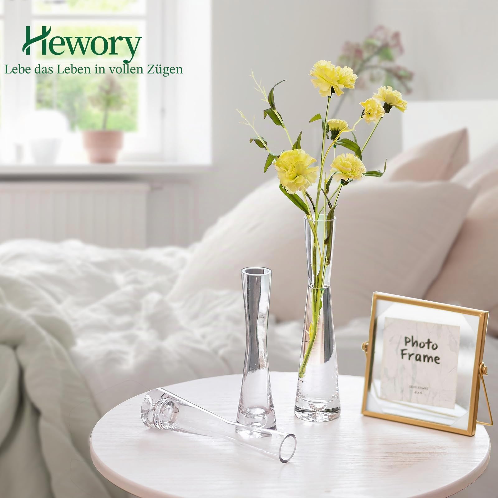 Hewory Kleine Vasen 20cm Vase Schmal Blumenvase 18er Vase für Eine Rose | Klar Glasvase, Kleine Vasen für Tischdeko, Modern Vasen Set für Hochzeitsdeko, Party, Geburtstag, Wedding, Geschenk