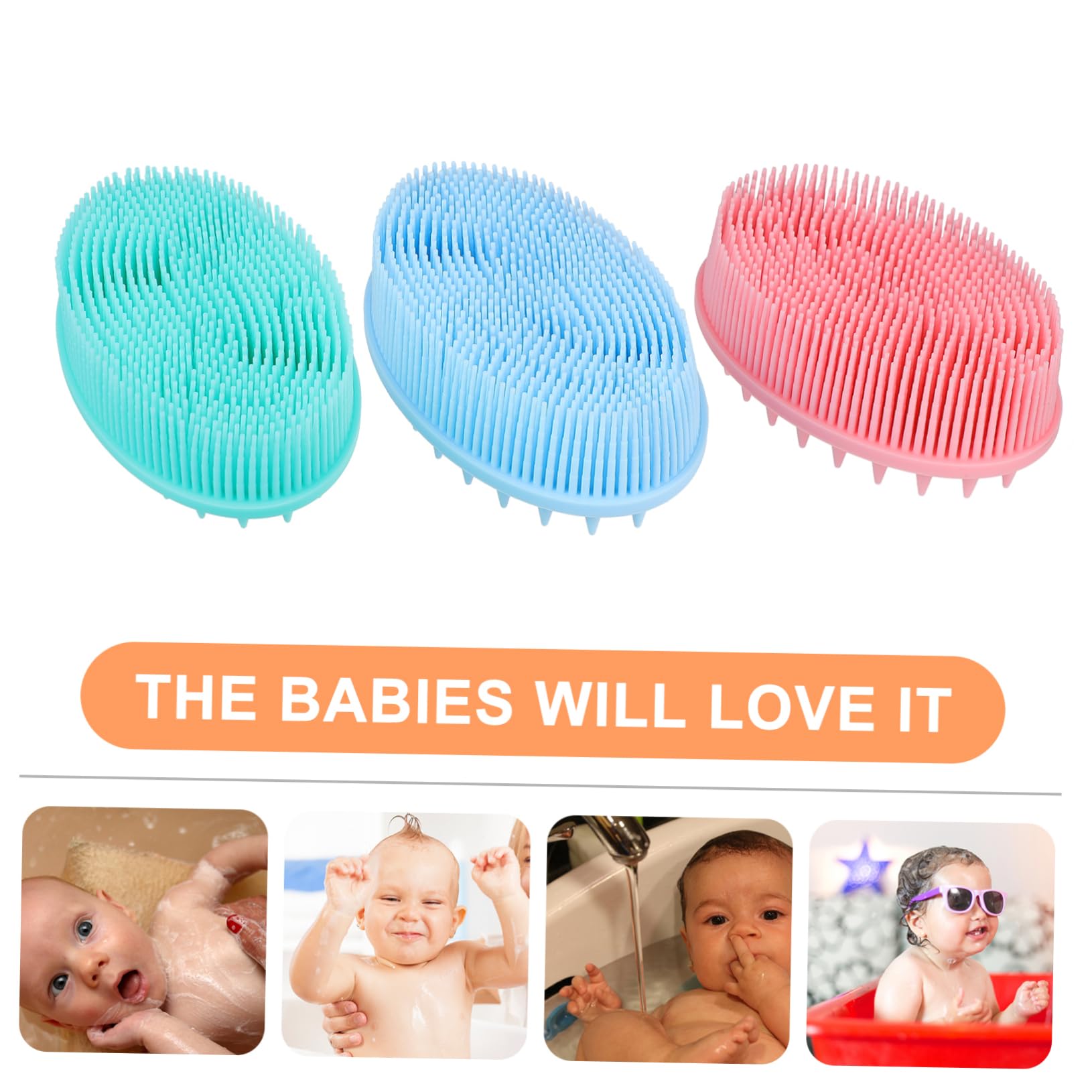 IWOWHERO 3Pcs Bath Hair Brush Soft Silicone Hair Brush for Gentle Massage Exfoliation Safe for Scalp Includes and Colors