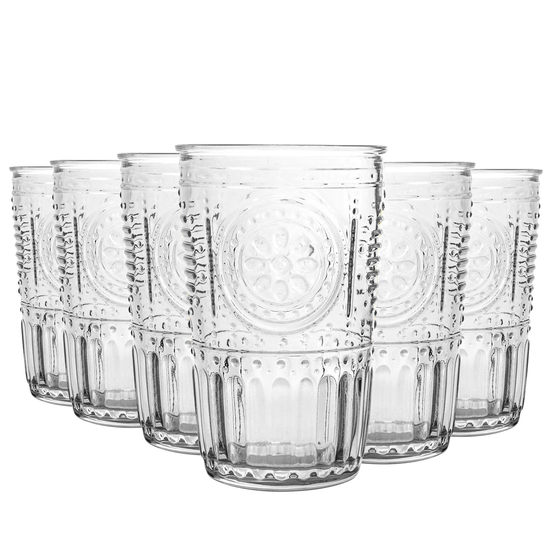Bormioli Rocco Transparent Pack Of 24 Romantic Ridged Tumbler Glasses Set - 305Ml