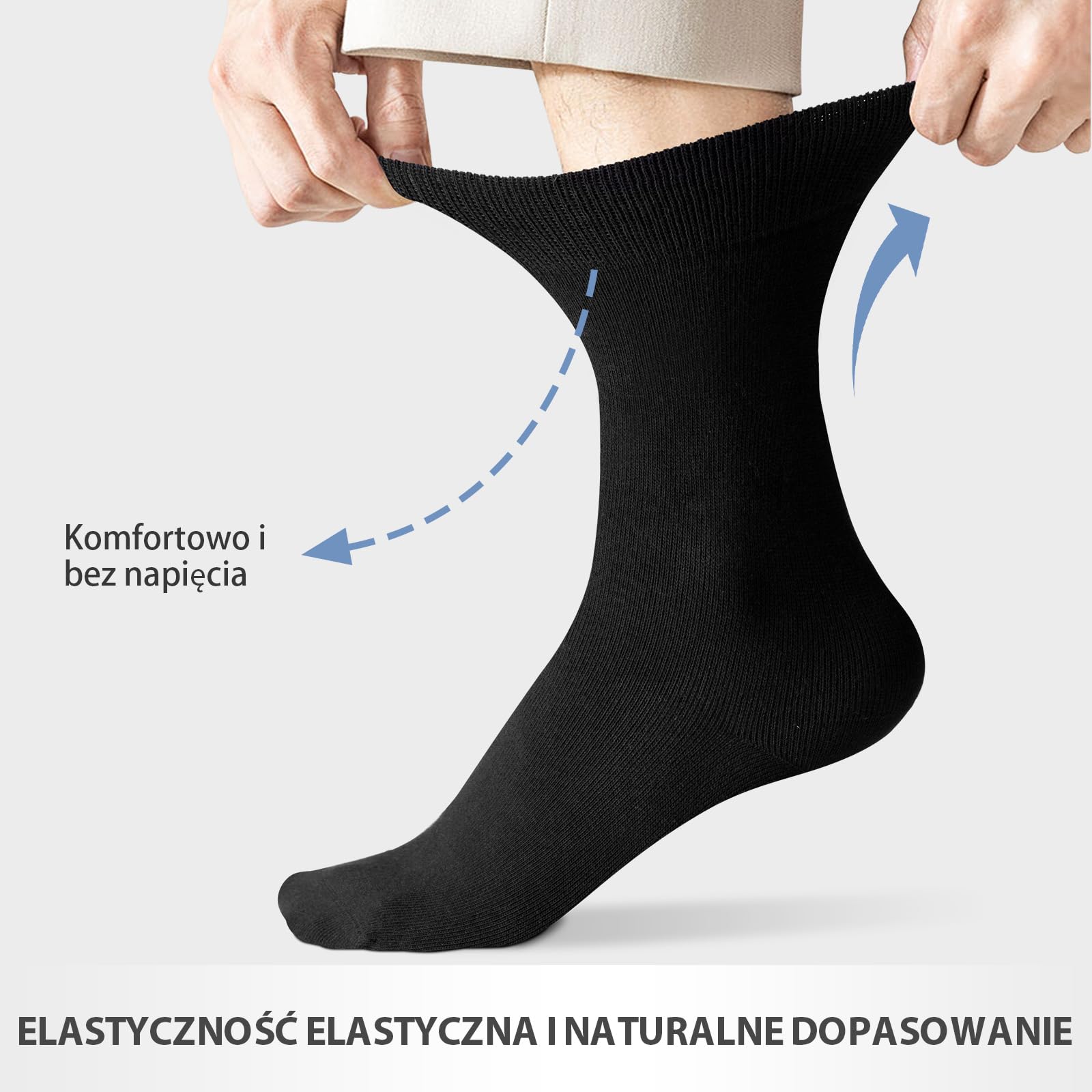 Fullluwaa 12 par skarpetek uniseks, męskie, miękkie, bawełniane, czarne, długie skarpety robocze