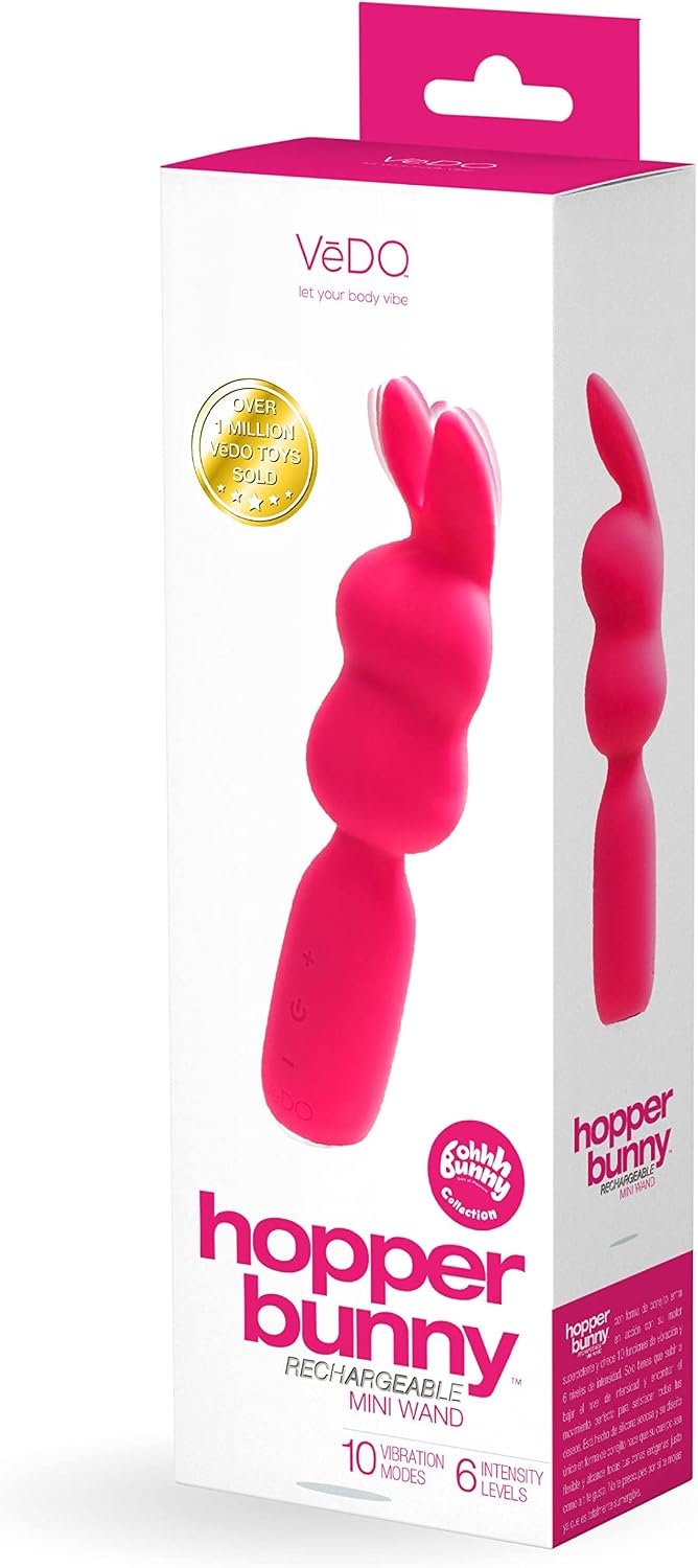 VeDO Hopper Bunny Vibrator, Clitoral Vibrating Massage Wand, Rechargeable 10 Function Bullet, Ultra Powerful Waterproof Adult Sex Toy Vibe (Pink)