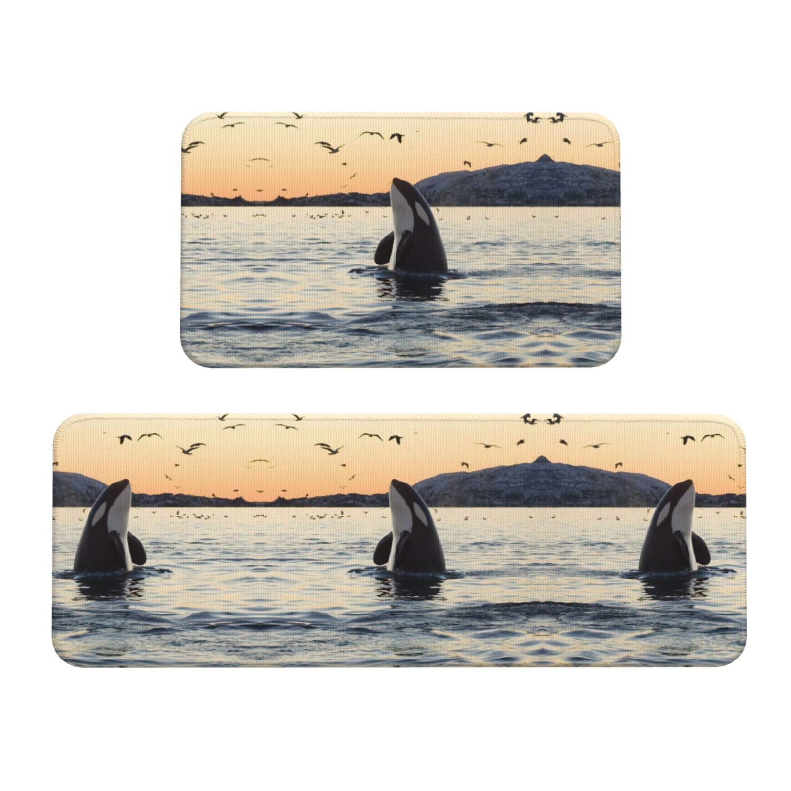 Tapis de cuisine absorbants lot de 2 avec imprimé épaulard pour bureau