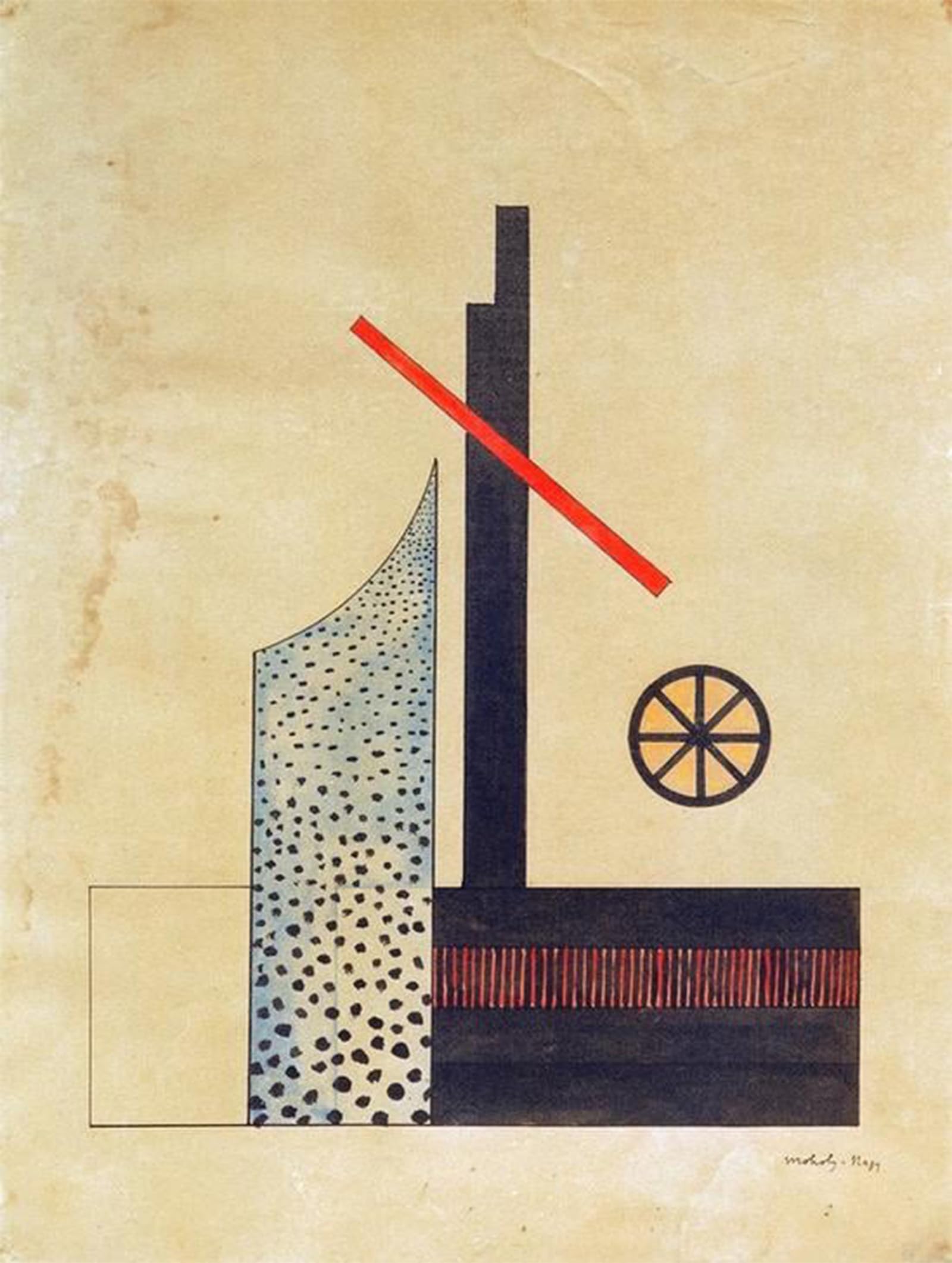 Impression d'affiches Moholy Nagy composition avec roue 60x90