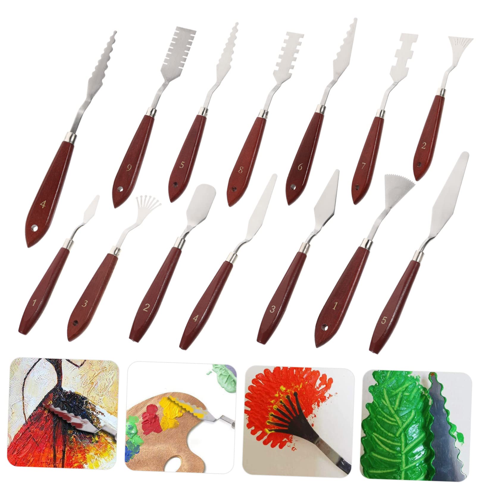 Set di Spatole per Pittura a Olio 14 Pezzi in Acciaio Inox