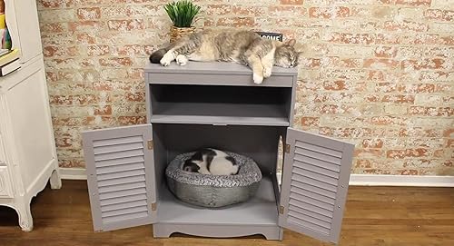 Miniatura 5 de Penn-Plax Muebles para gatos: gabinete oculto de arena para gatos contemporánea - Estante de almacenamiento integrado y puertas de doble persiana -